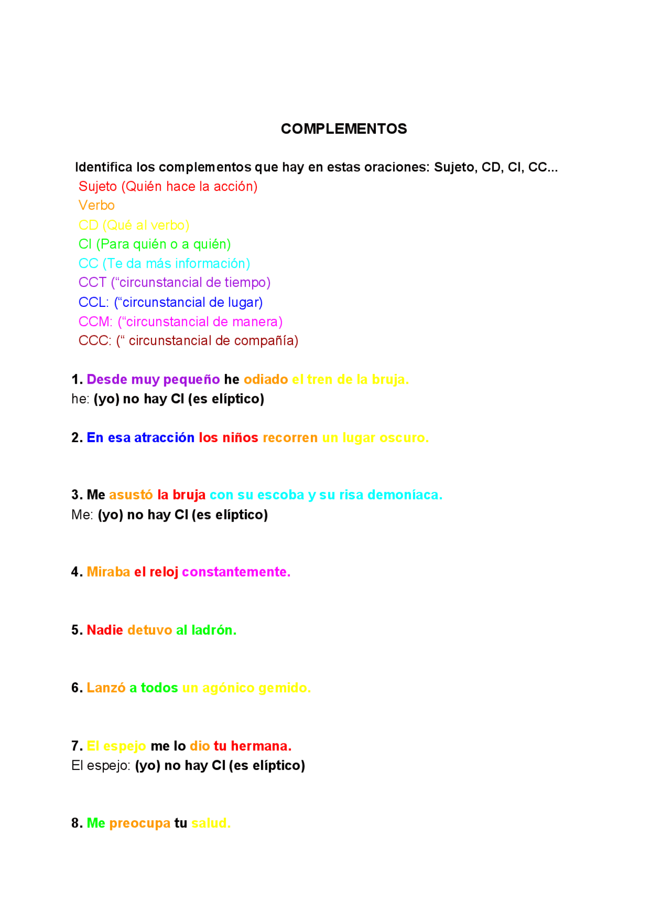 Complementación Complementos y más semántica - Docsity