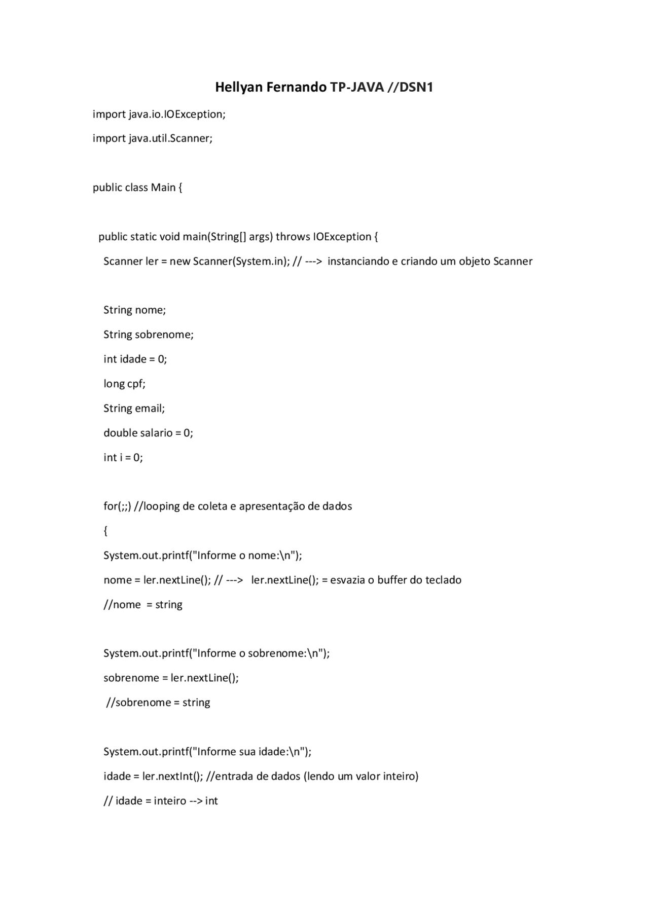 Atividade leitura de dados java - Docsity