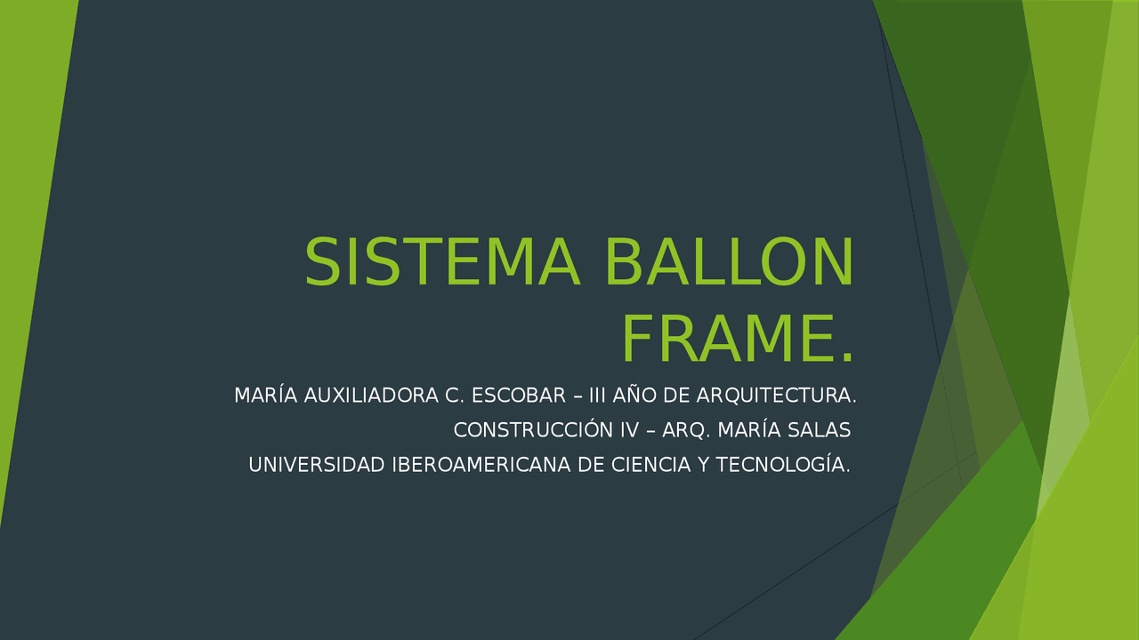 Sistema Ballon Frame - Docsity