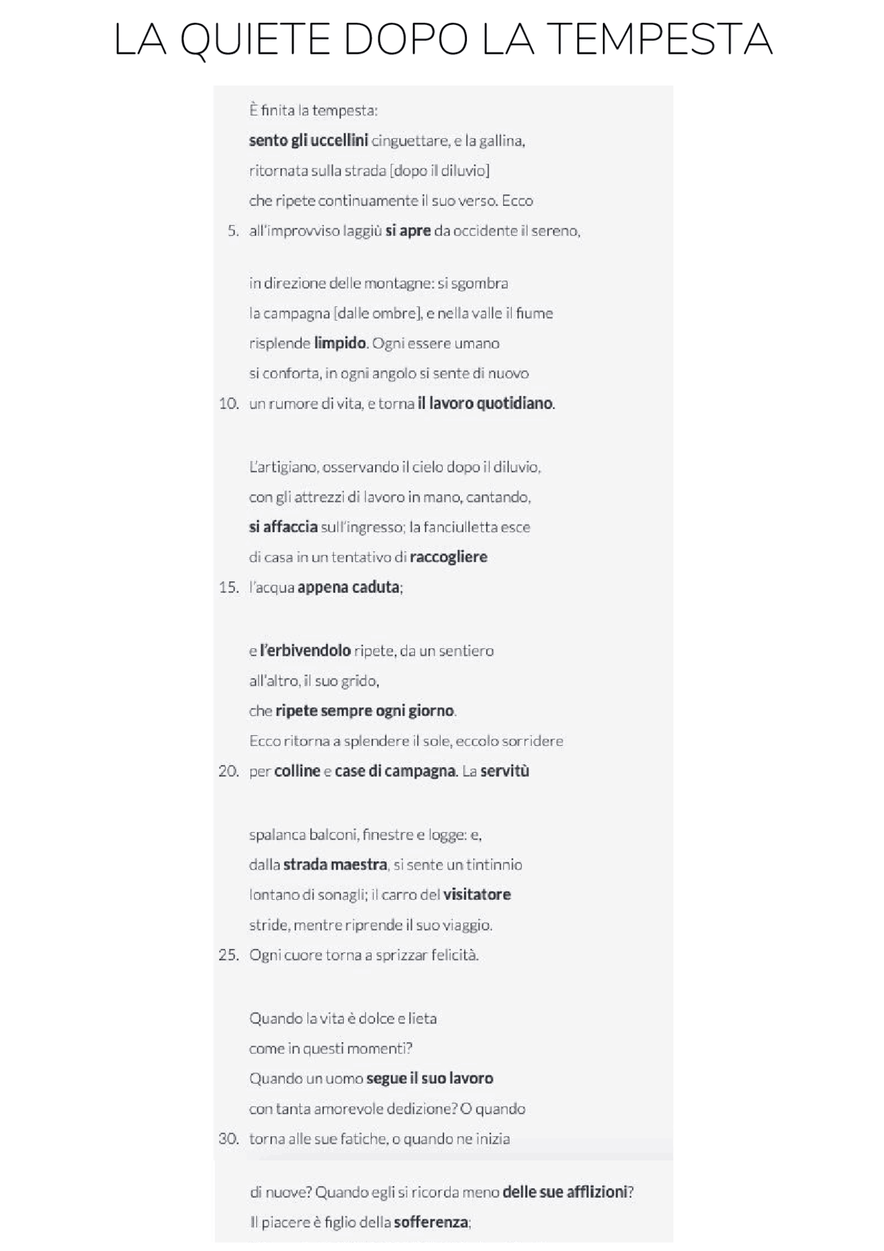 la tempesta dopo la quiete