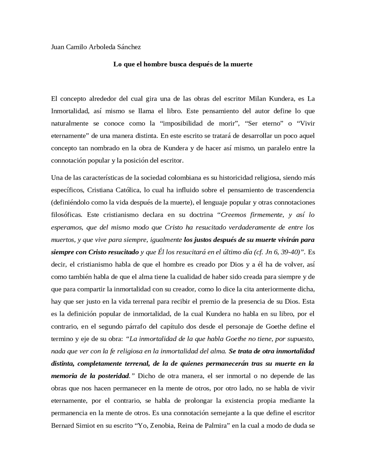 Finitud Ensayo sobre finitud humana - Docsity