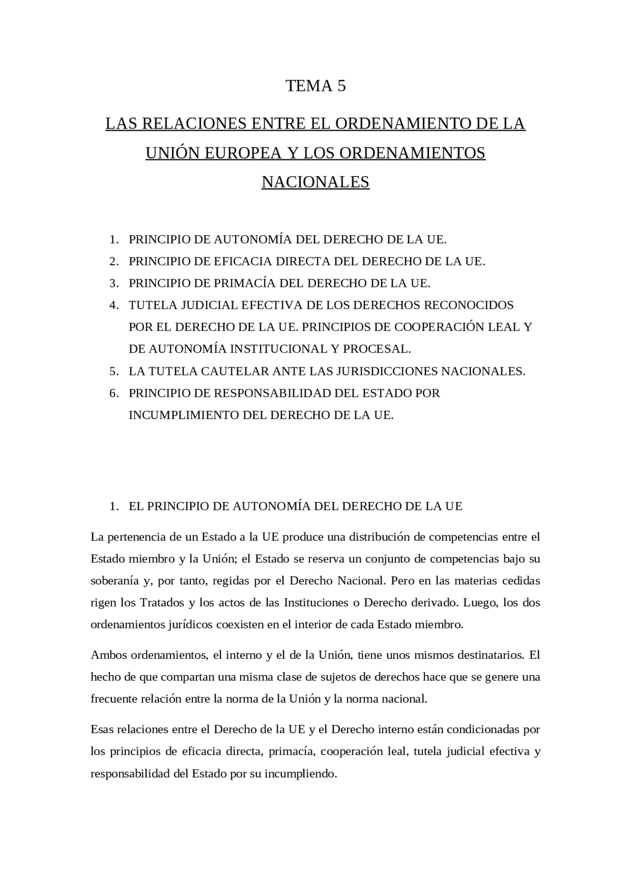Tema 5 derecho de la UE - Docsity