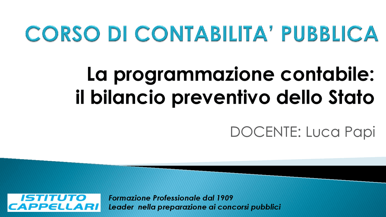 Contabilità di stato e degli enti pubblici - Docsity