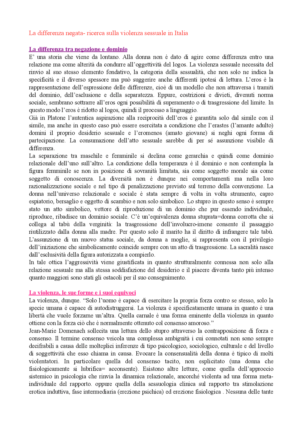 La differenza negata - Docsity