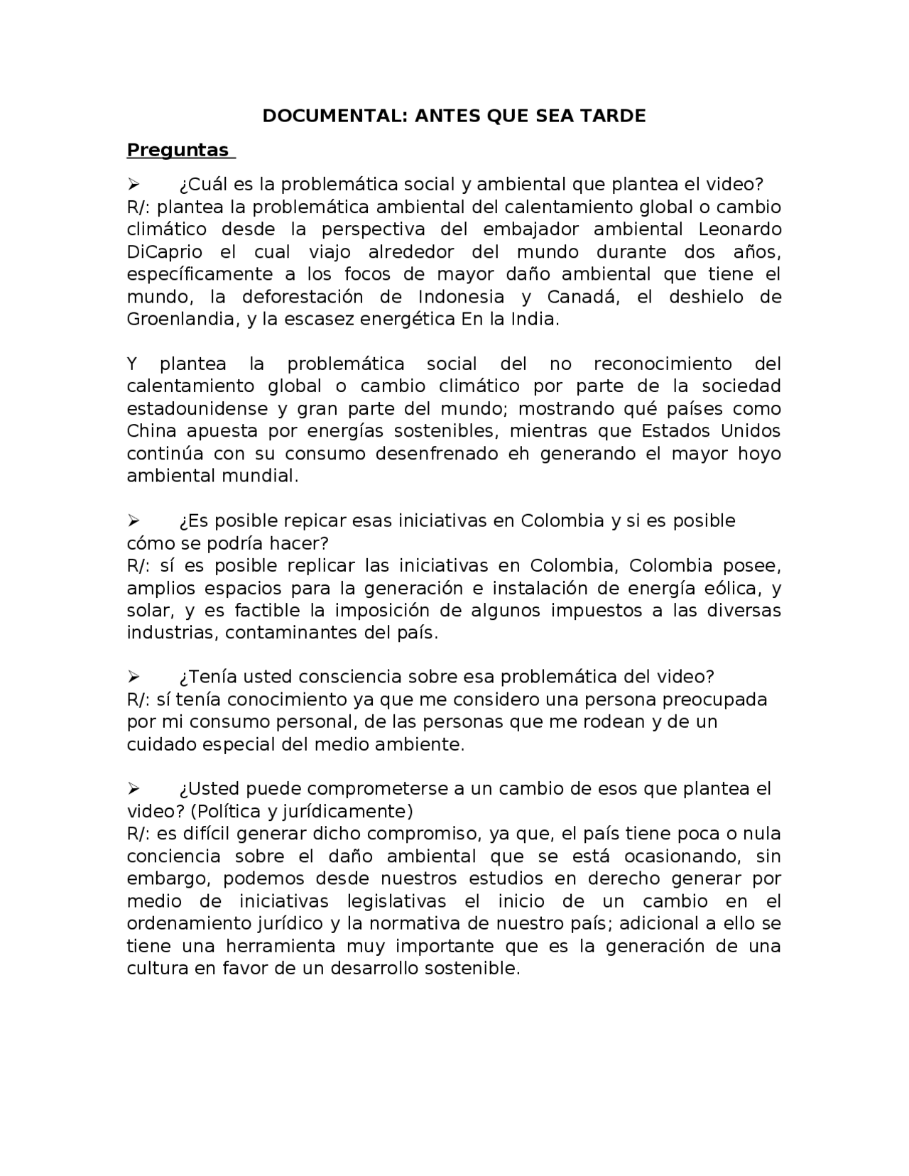 Documental Video Ambiental Docsity