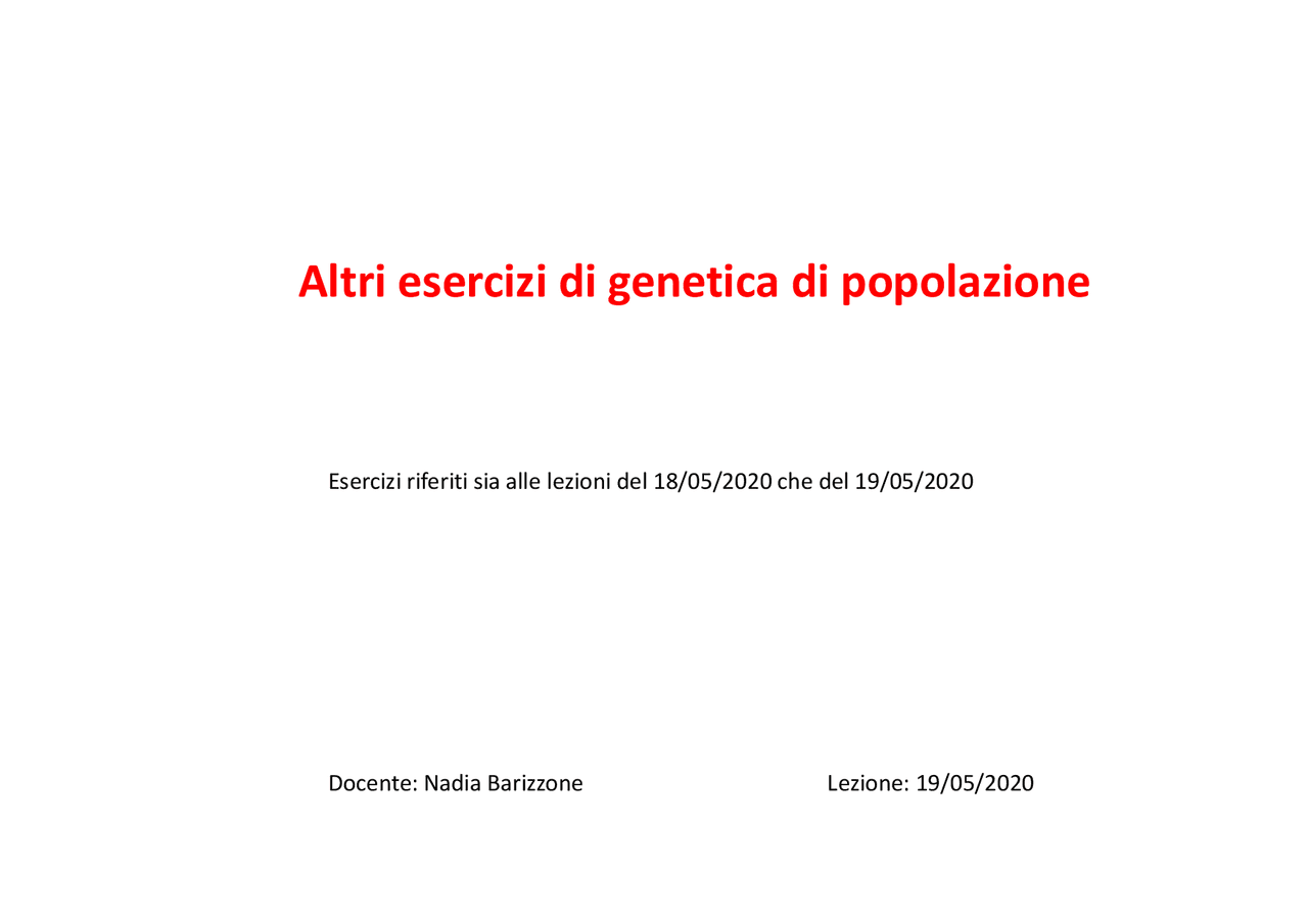 Genetica umana con esercizi - Docsity