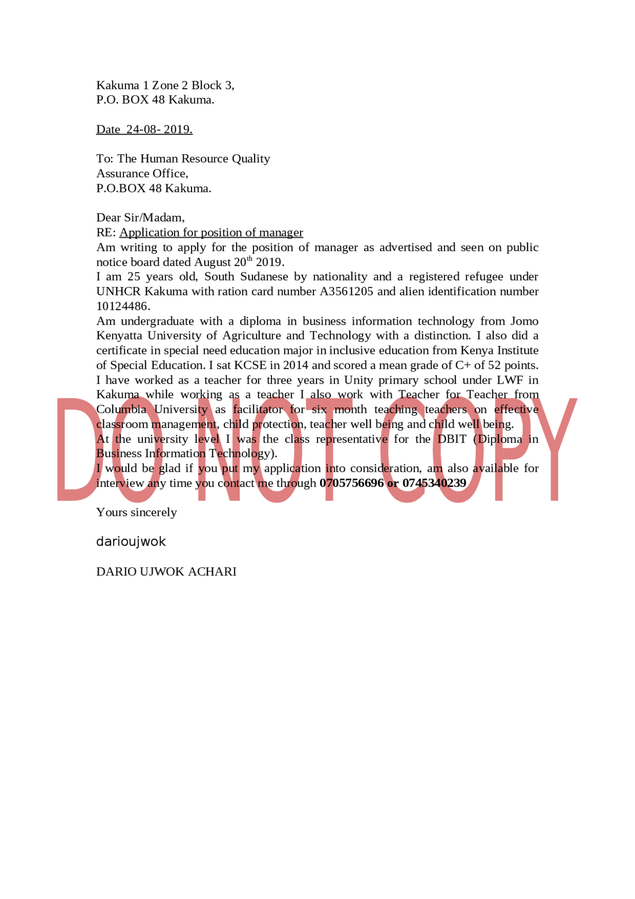 Application letter writing | Assignments Business English | Docsity