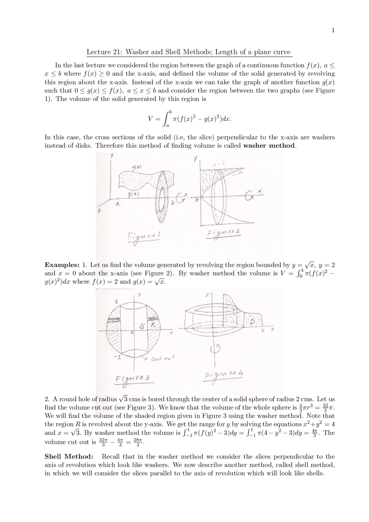 Washer and Shell methods Docsity