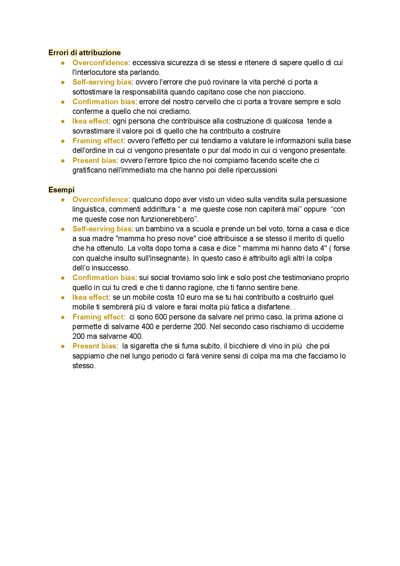 Errori di attribuzione Appunti di Scienze Umane Docsity