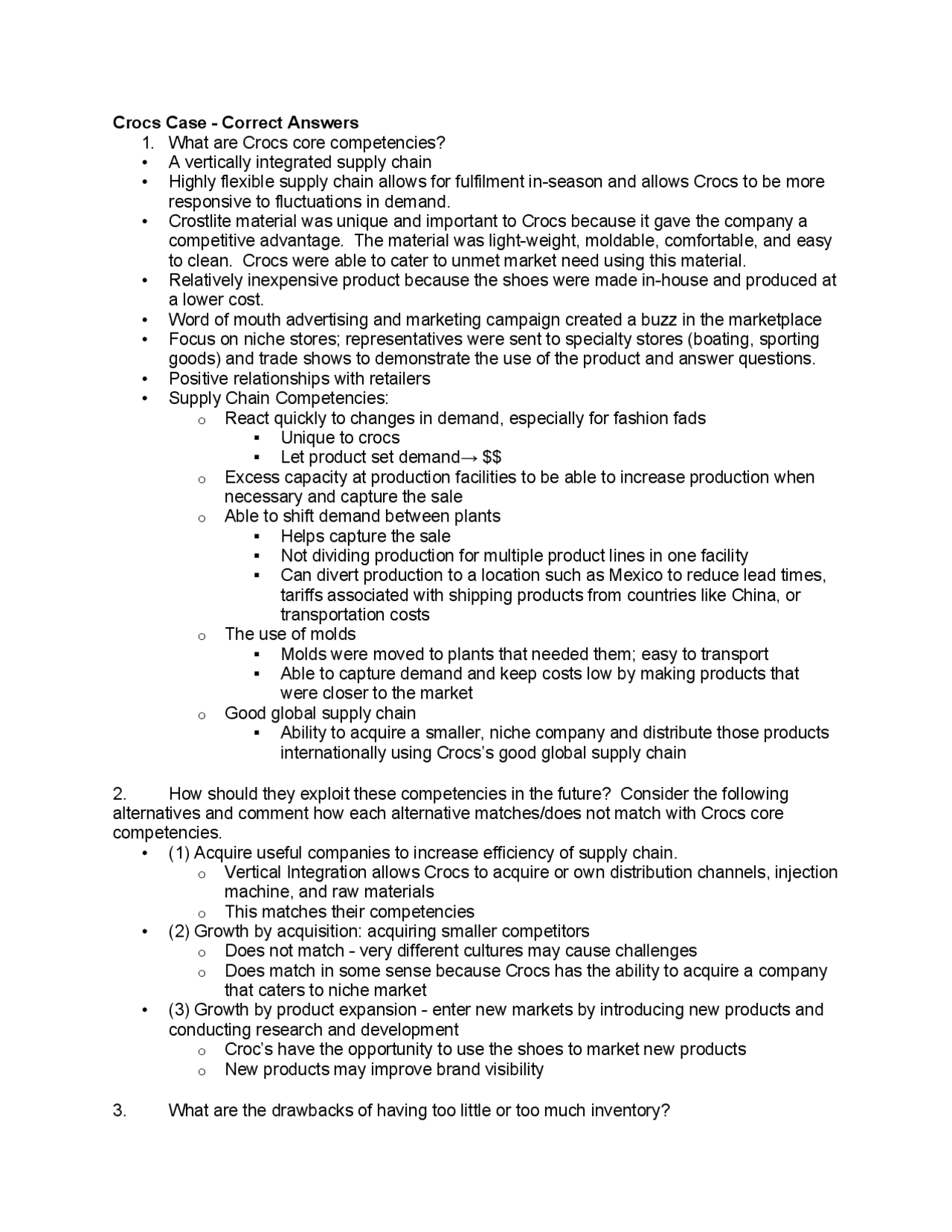 Crocs solution cheat sheet - Docsity