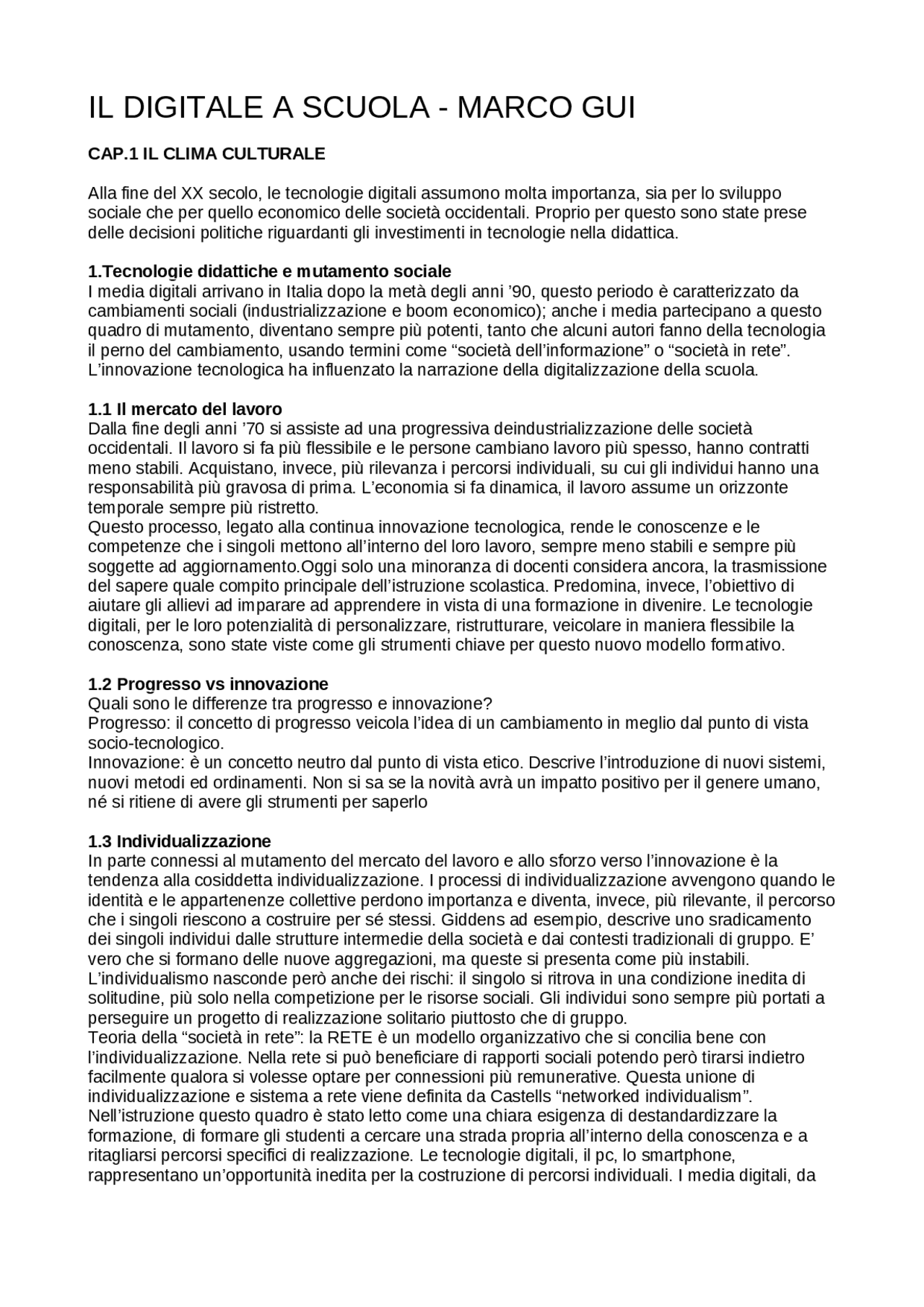 Marco Gui Il digitale a scuola. Rivoluzione o abbaglio? Marco Gui | Sintesi del ...