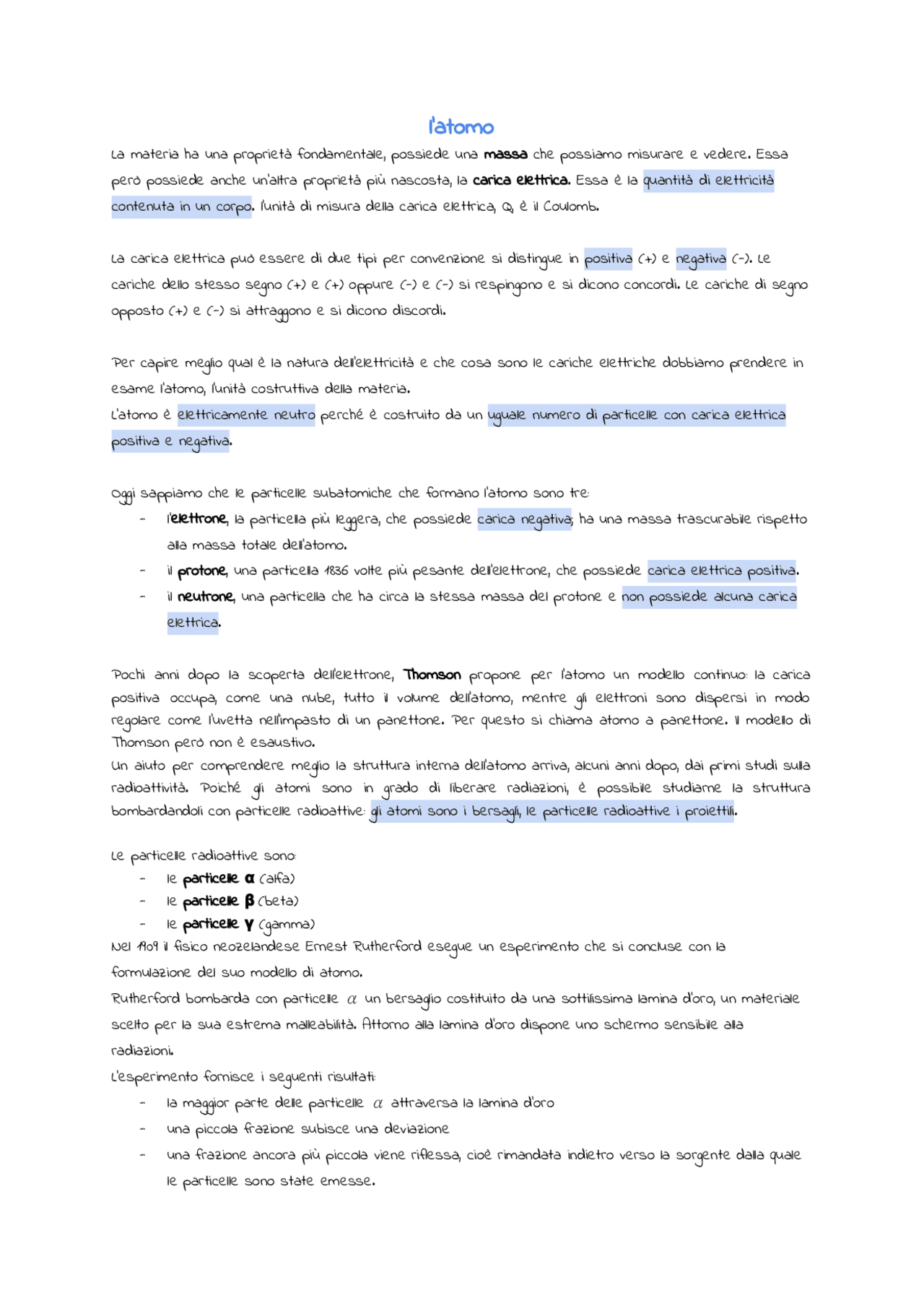 ATOMO, ATOMO A MODELLO NUMERO ATOMICO E DI MASSA