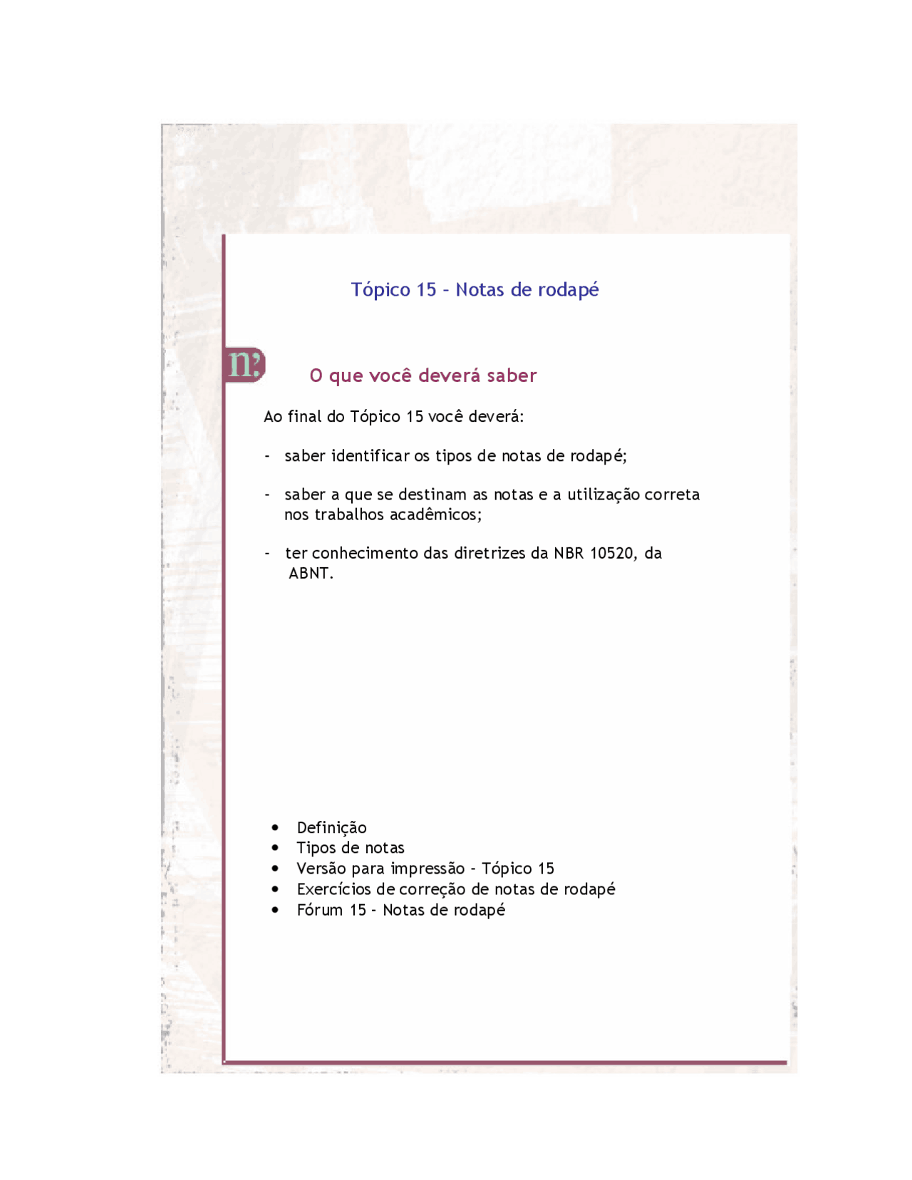 Notas de rodapé ABNT - Docsity