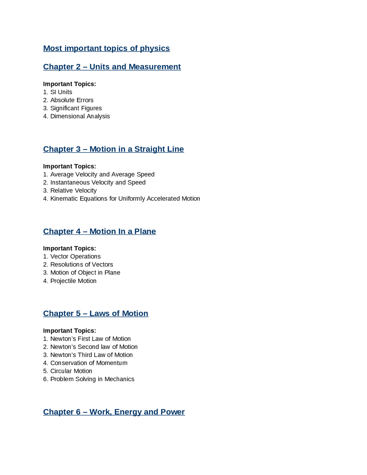 Most important topics of physics - Docsity