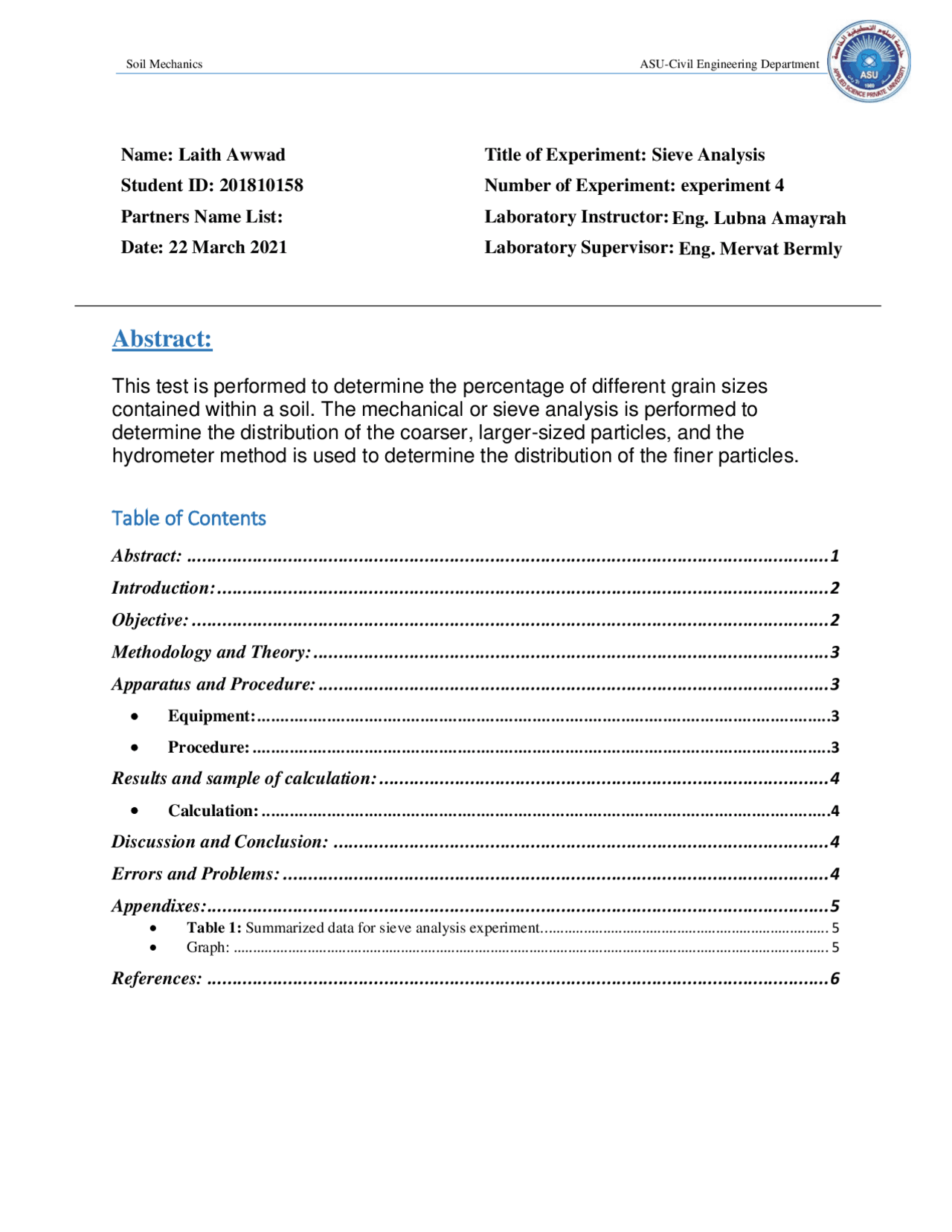 Sieve Analysis Lab Report.pdf Sieve Analysis Lab Report Observation at Sandra Moody blog