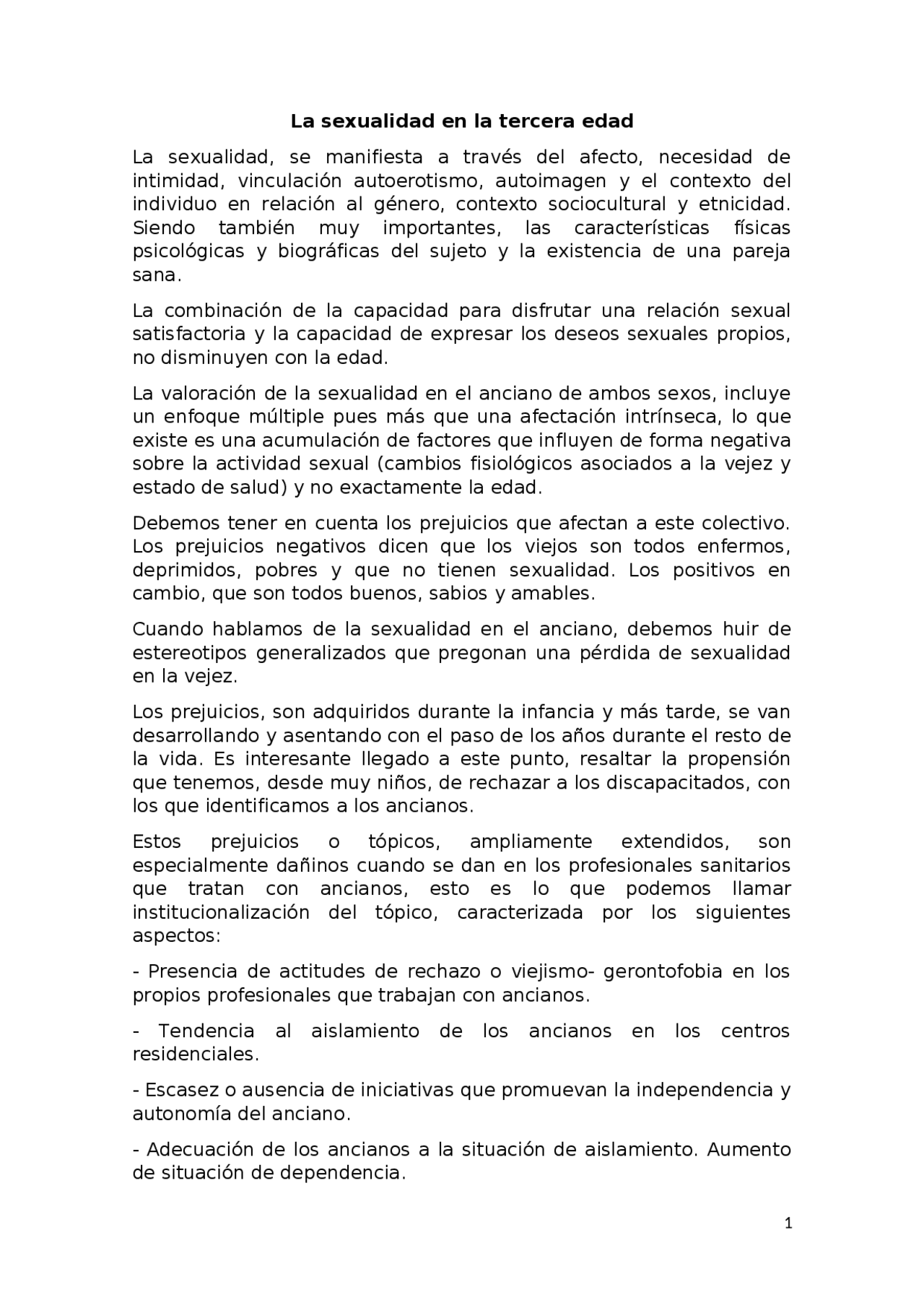 Sexualidad en la tercera edad - Docsity