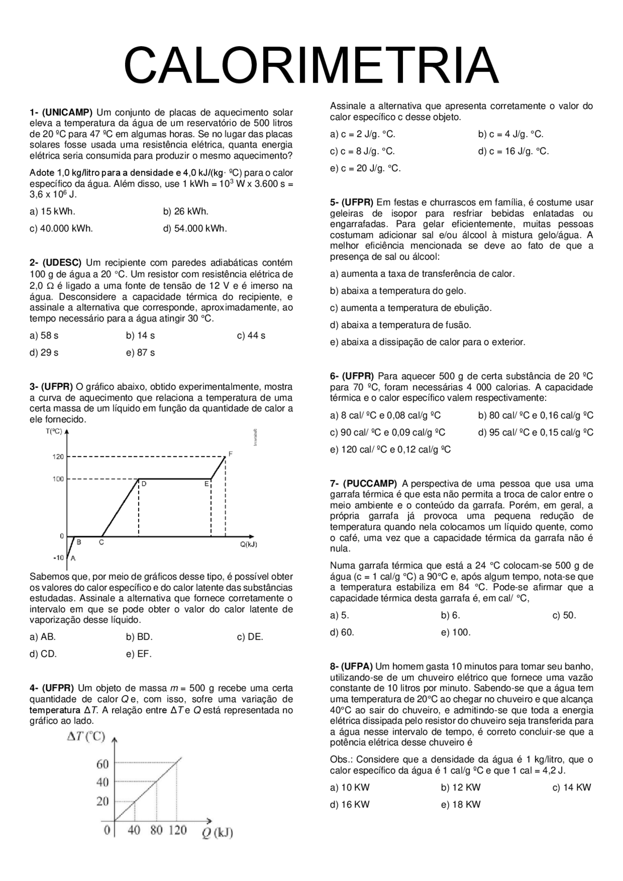 Calorimetria Exercicios Resolvidos 2 Ano - FDPLEARN