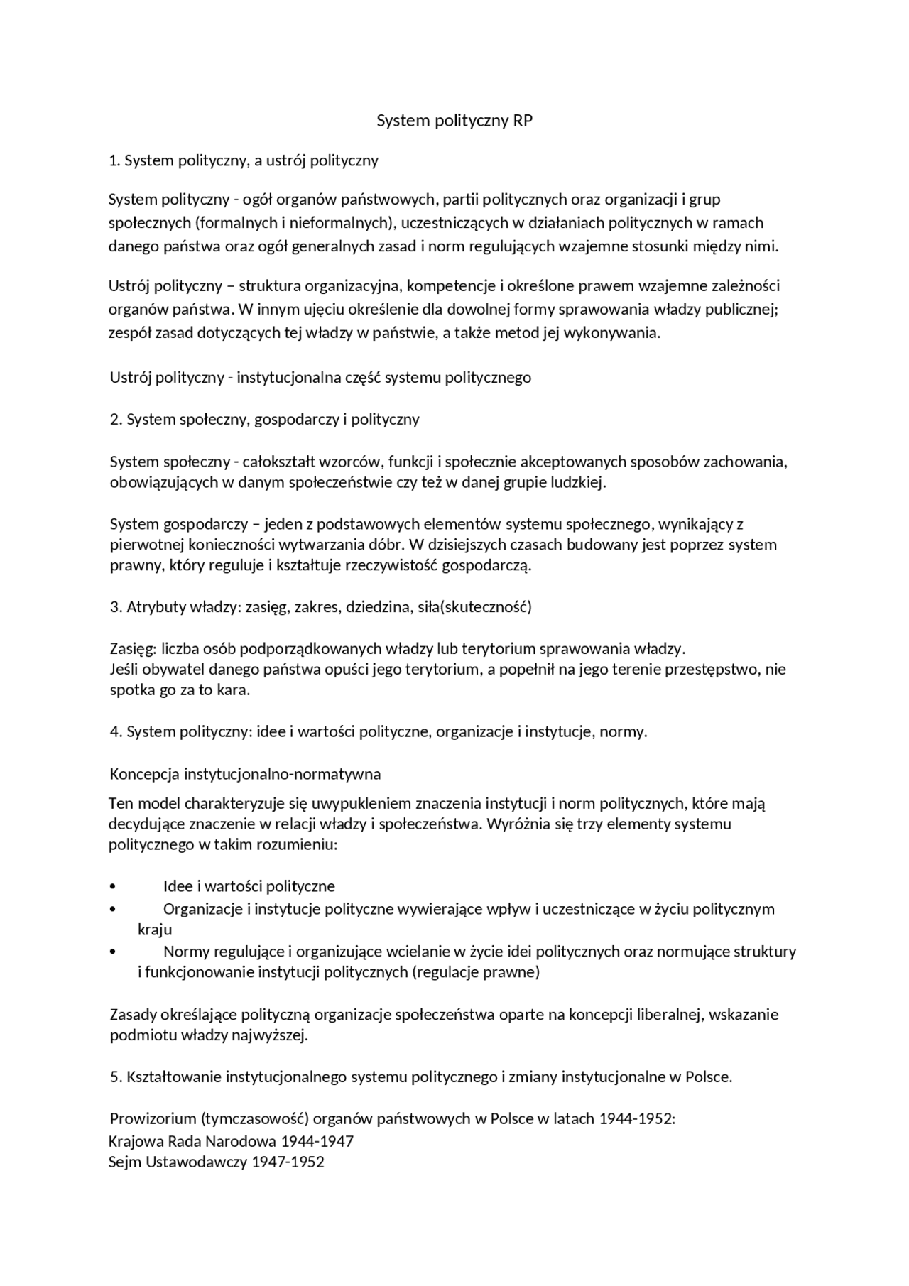 System polityczny RP - Docsity