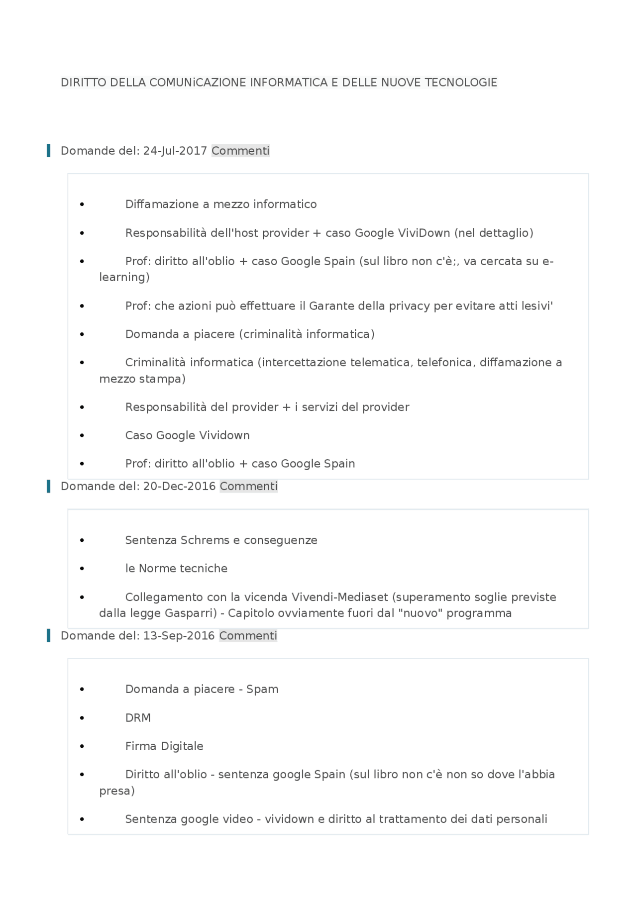 DIRITTO DELLA COMUNICAZIONE INFORMATICA E DELLE NUOVE TECNOLOGIE.docx ...