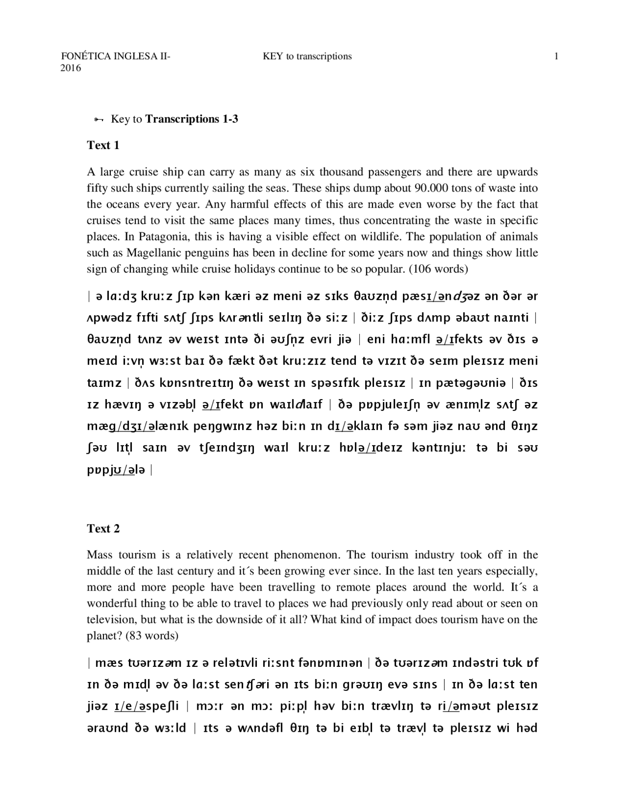 English Phonetics Transcriptions For Practice 2 Docsity