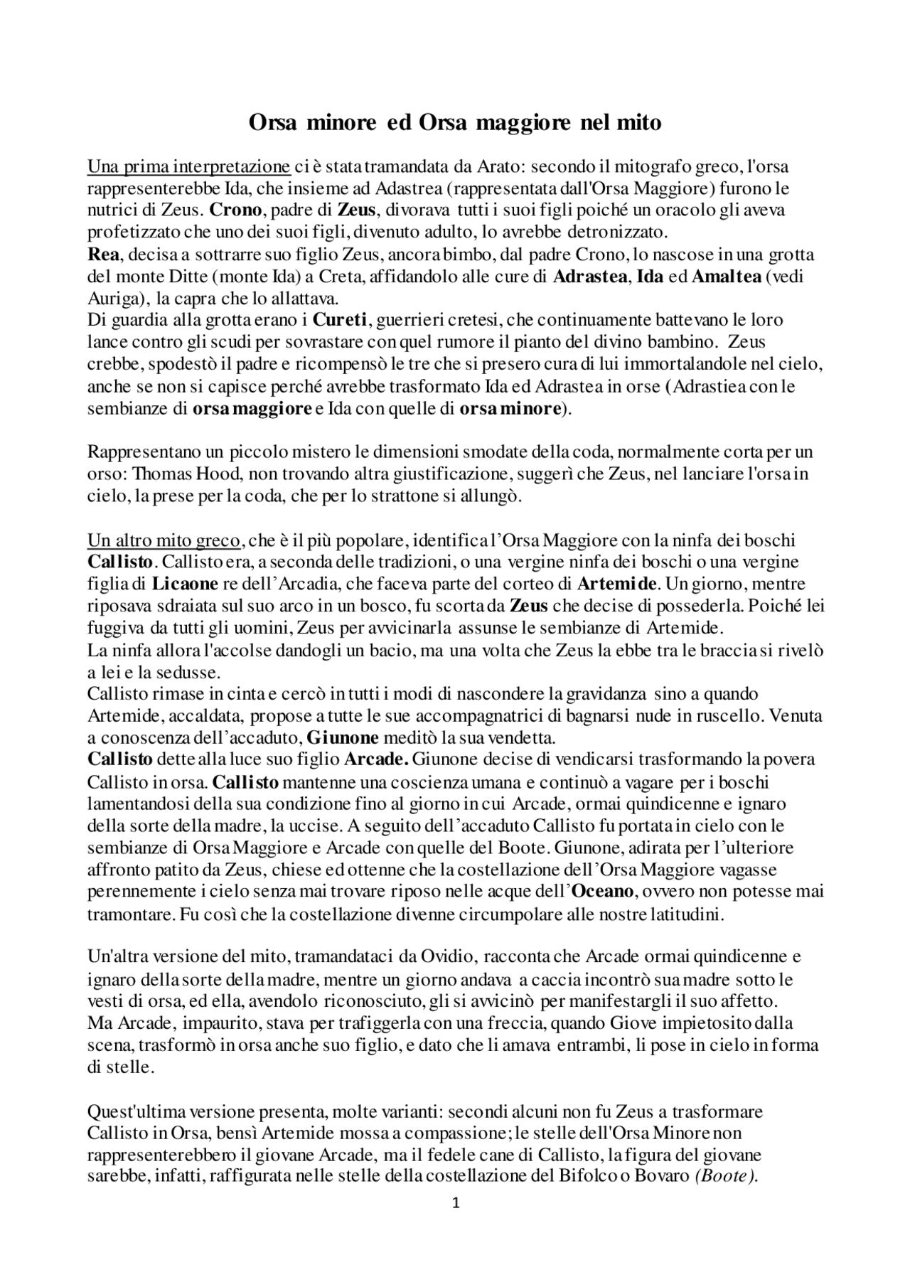 orsa maggiore e orsa minore