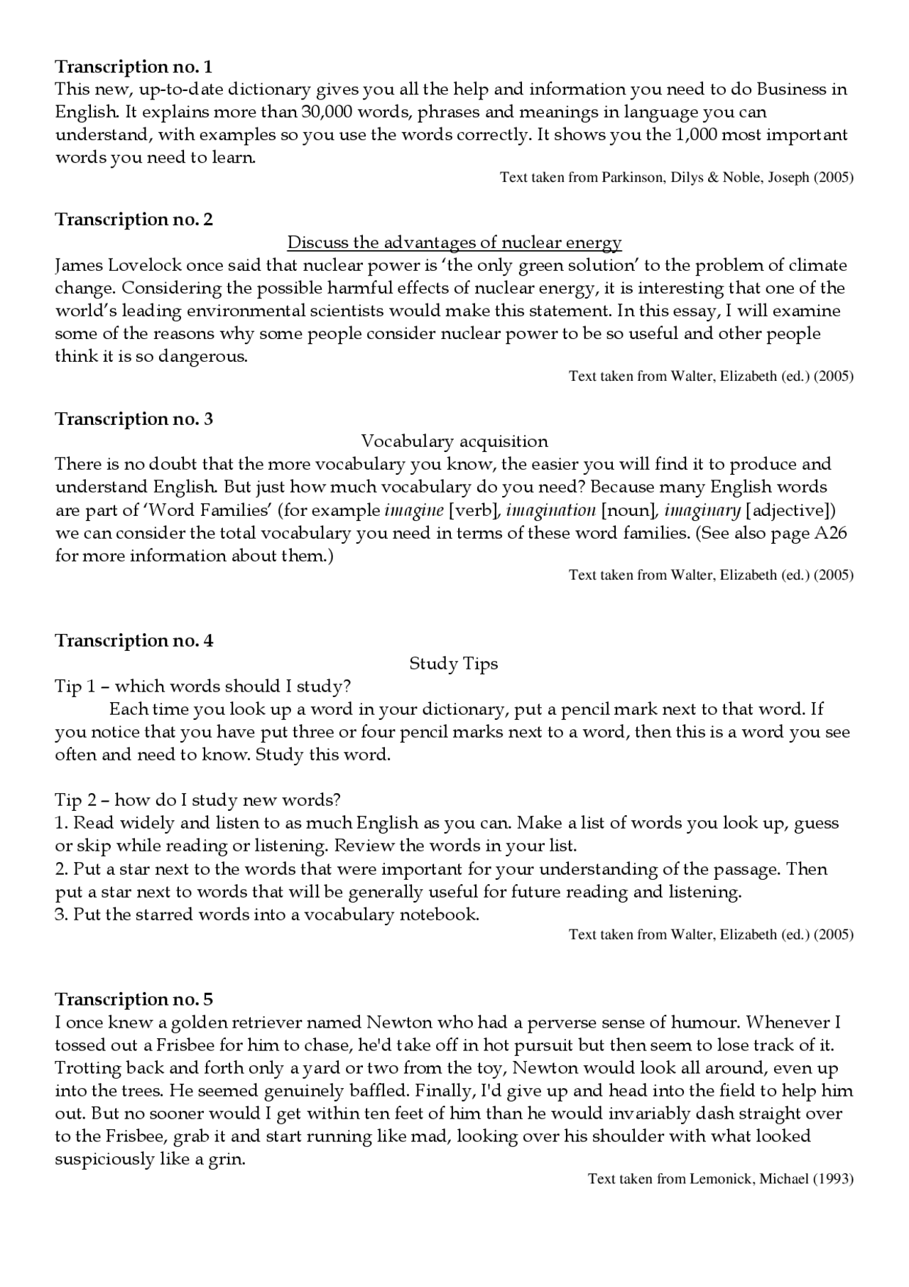 English Phonetics Transcriptions For Practice 3 Docsity