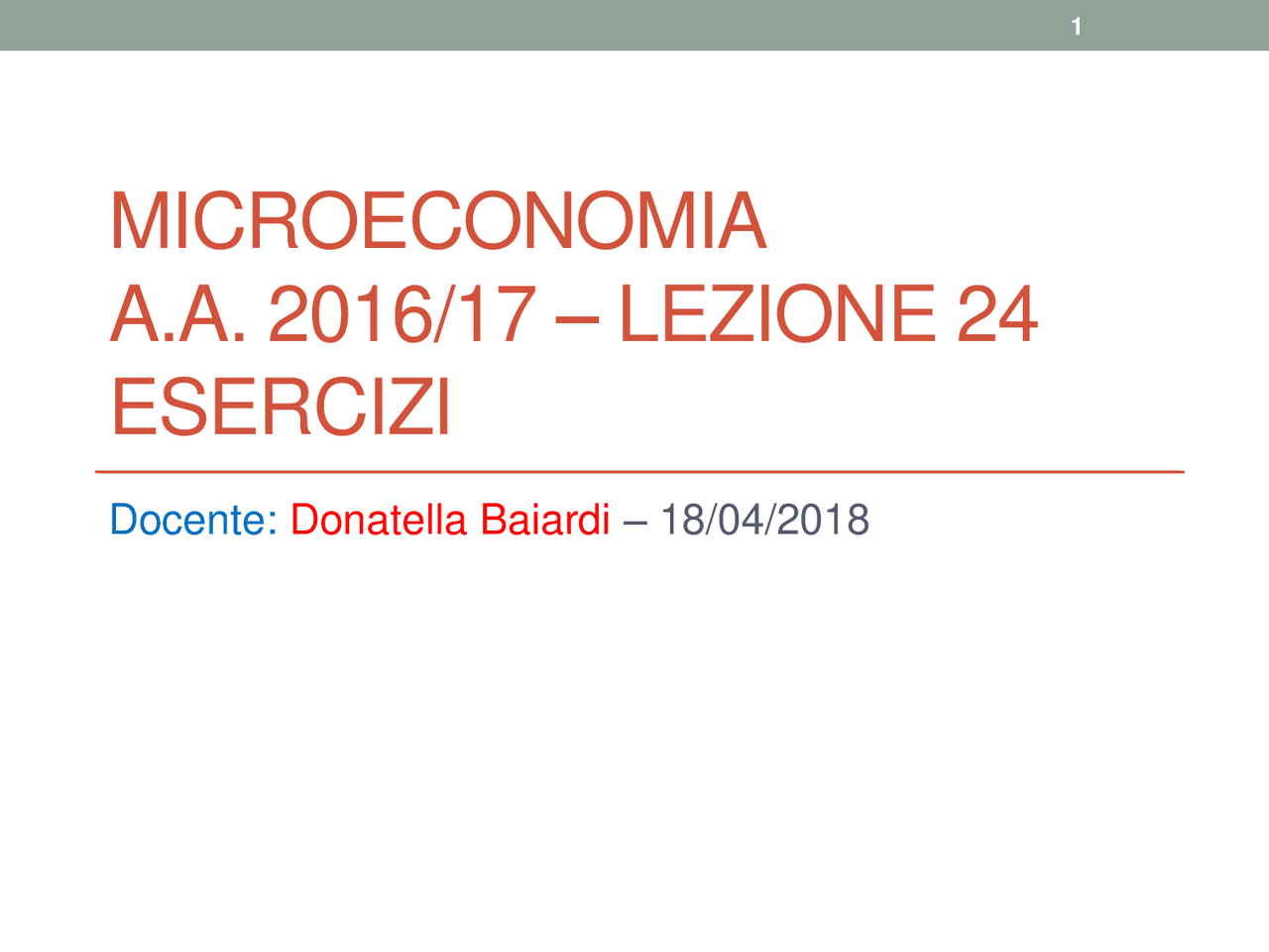 Esercizi microeconomia - Docsity