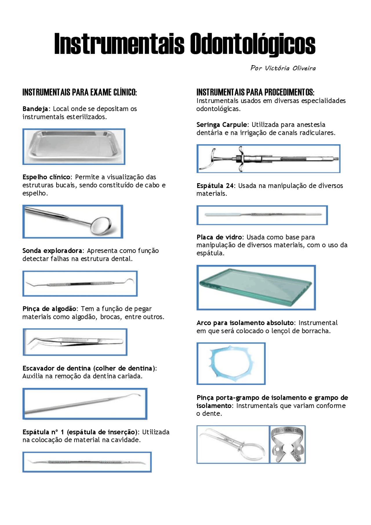 Instrumentos Odontológicos Nomes E Funções Em Pdf - RETOEDU