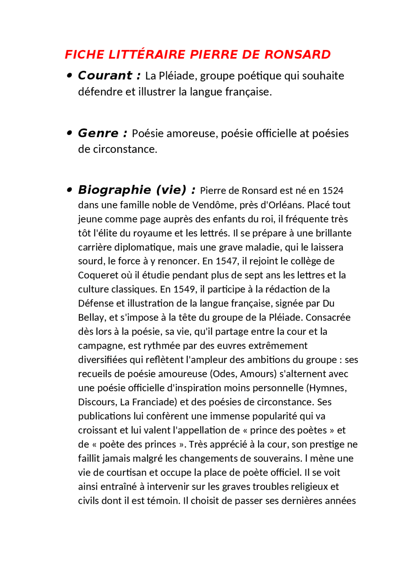 Comment S’Appelle Le Poème De Pierre De Ronsard – FGKY
