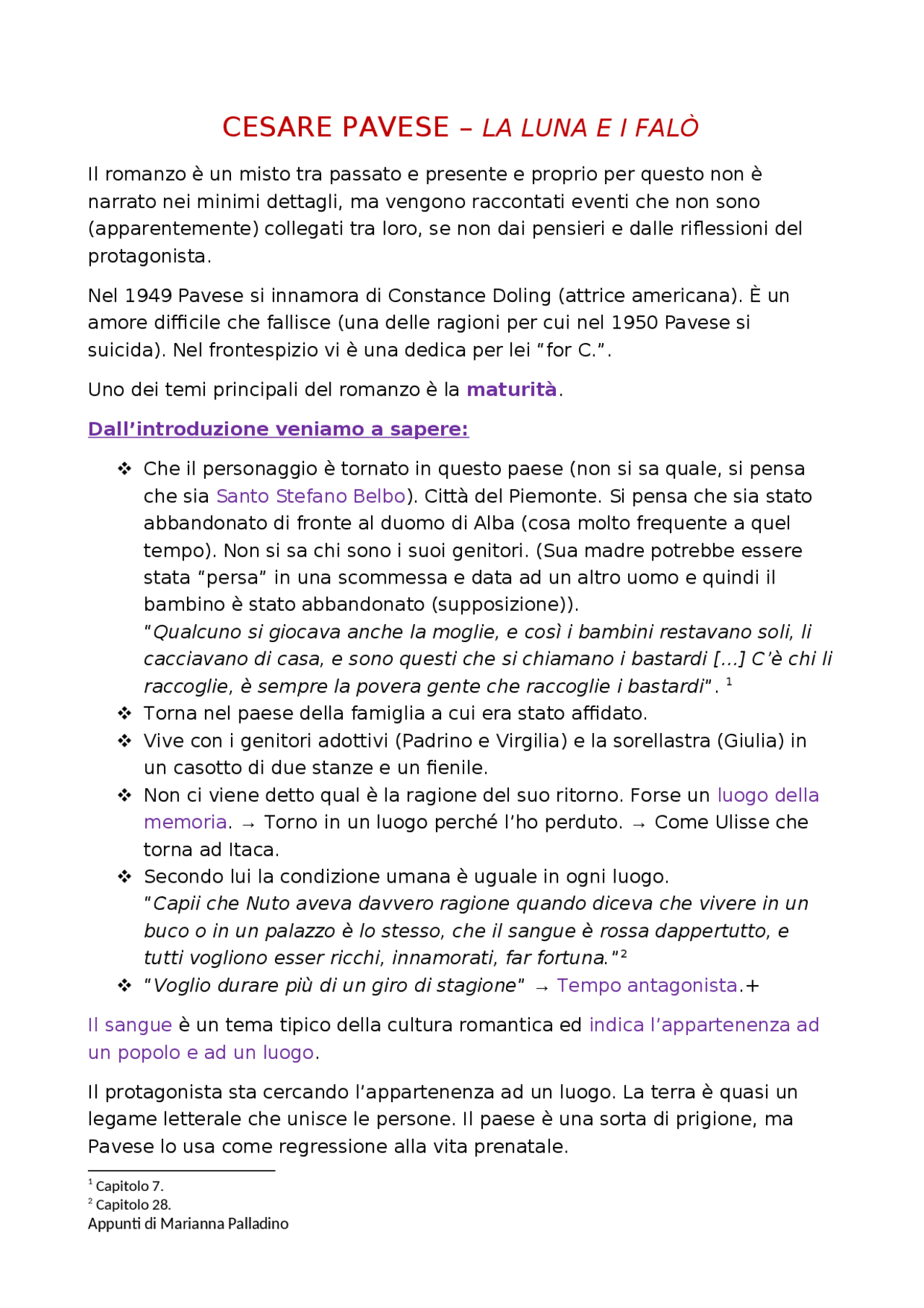 PAVESE La luna e i falò Docsity