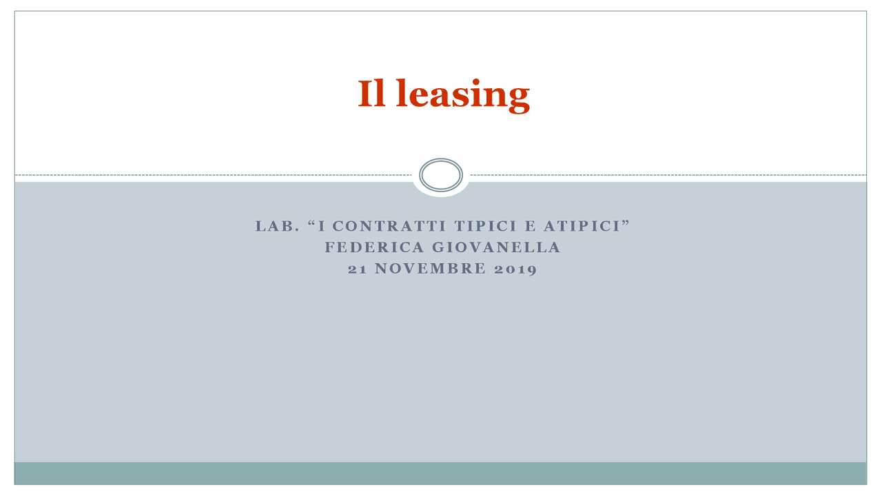 Leasing Contratto tipico - Docsity