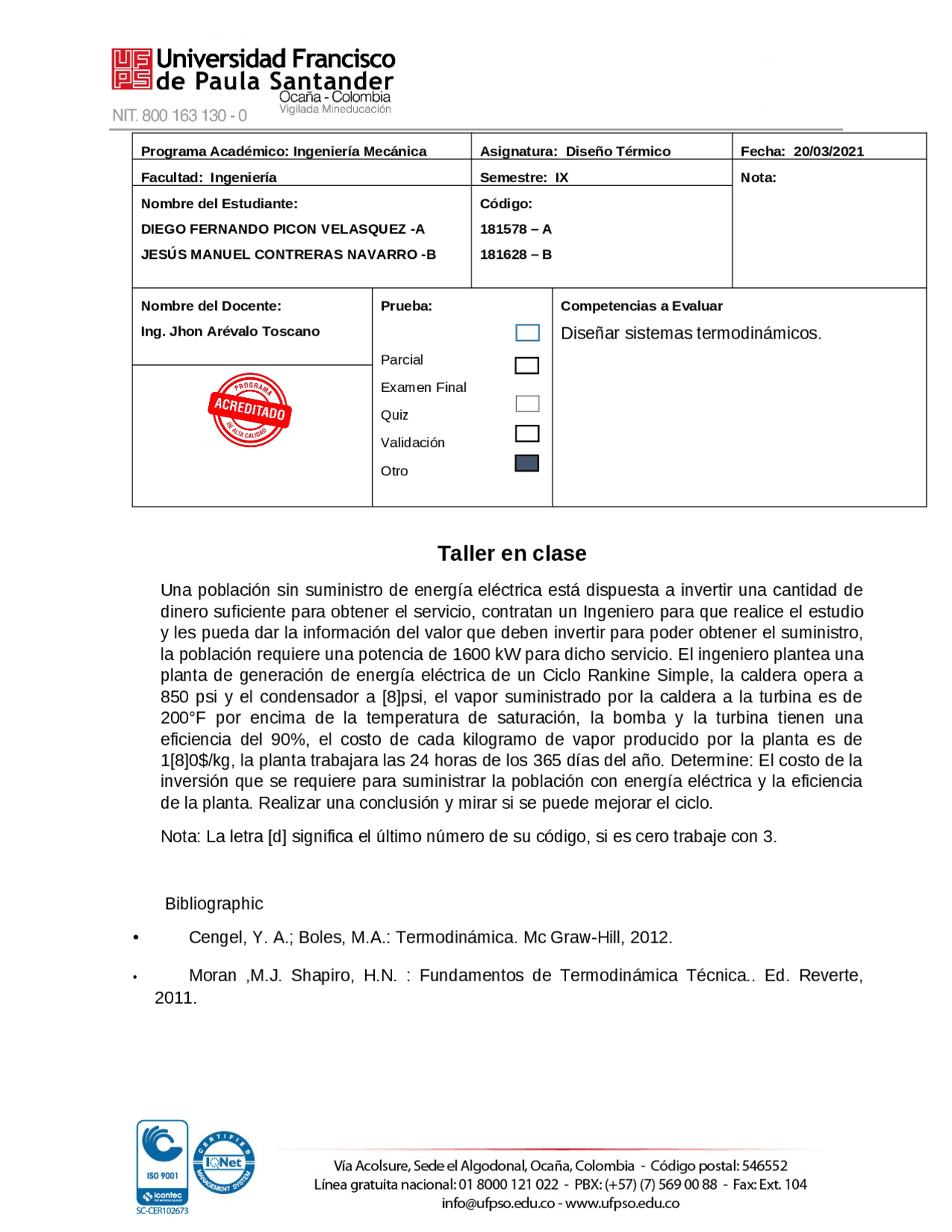 Oficina de Termoeconomia Docsity