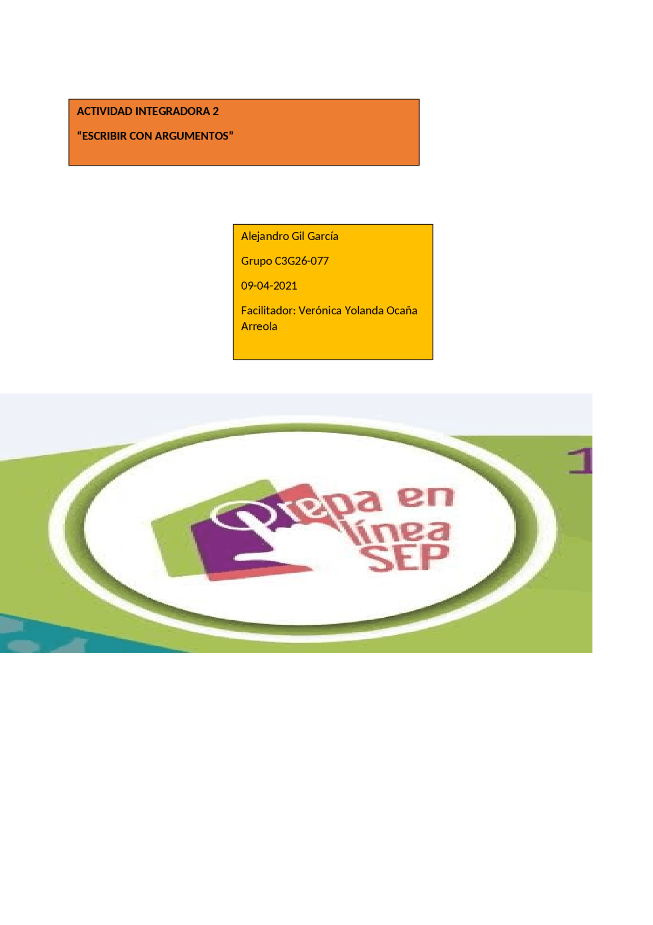 Actividad integradora 2 escribir con argumentos docsity