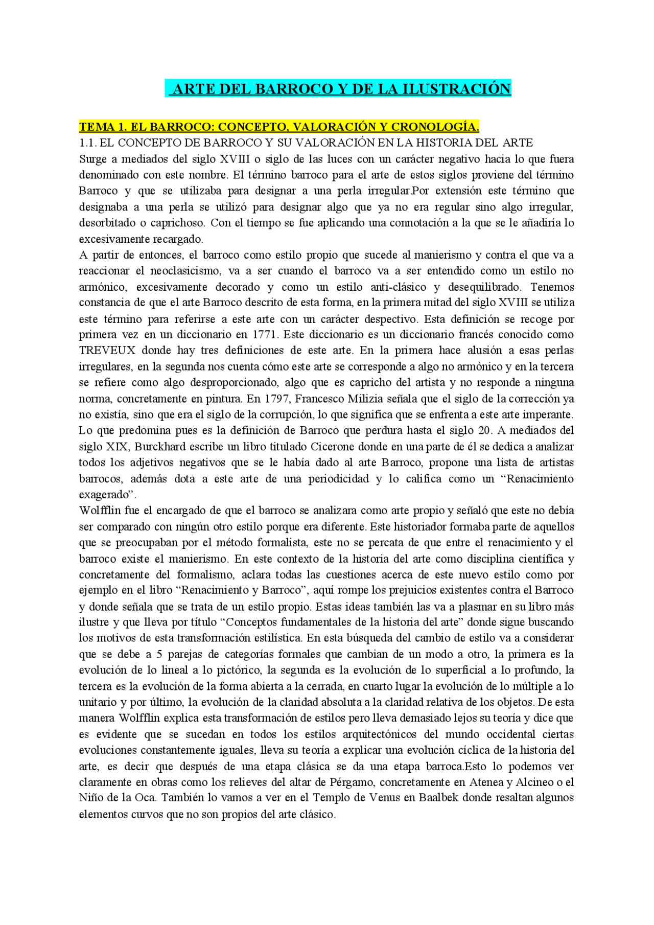 Arte del barroco tema 1 y 2 - Docsity