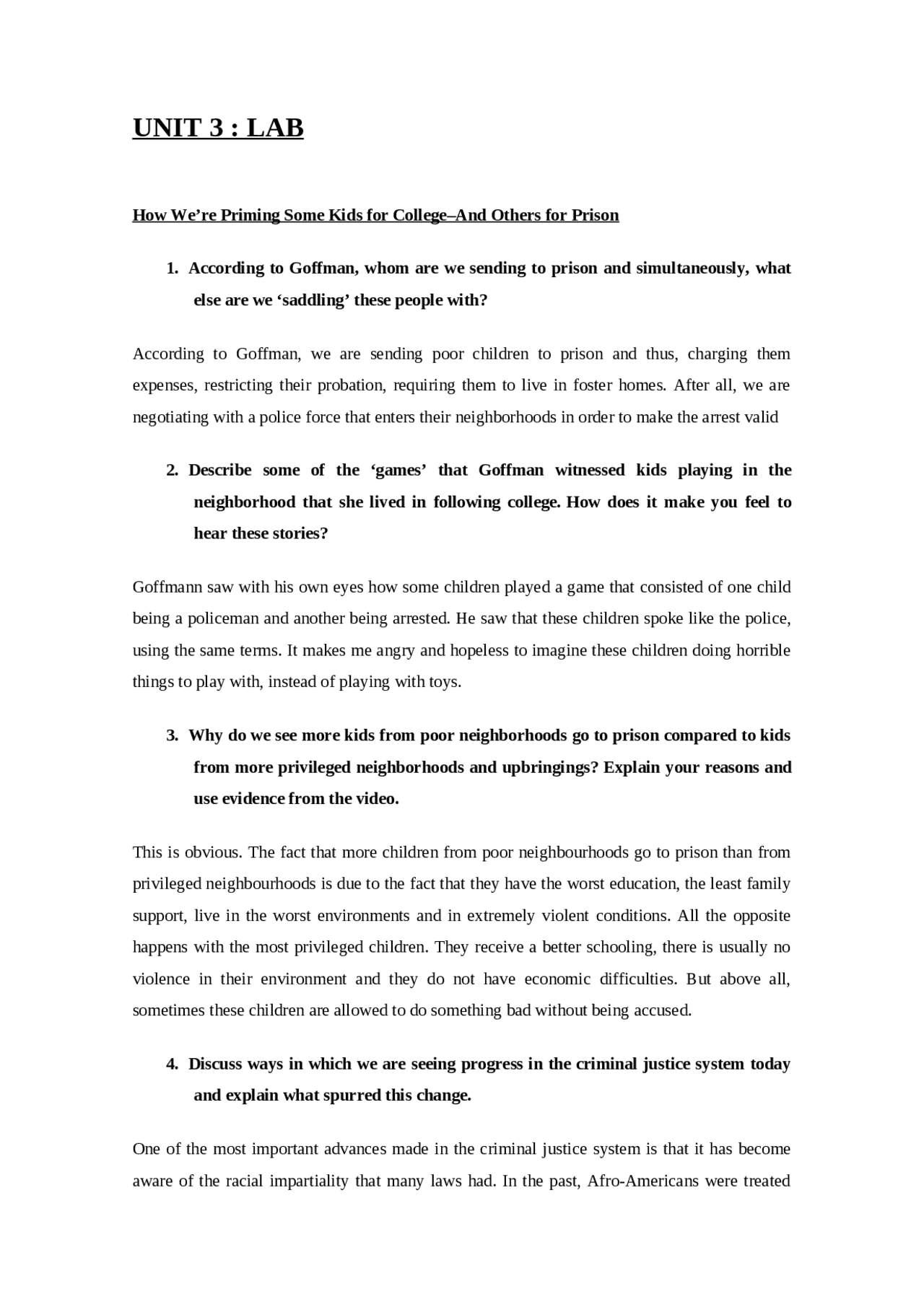 Criminology Lab Unit 1 - Docsity