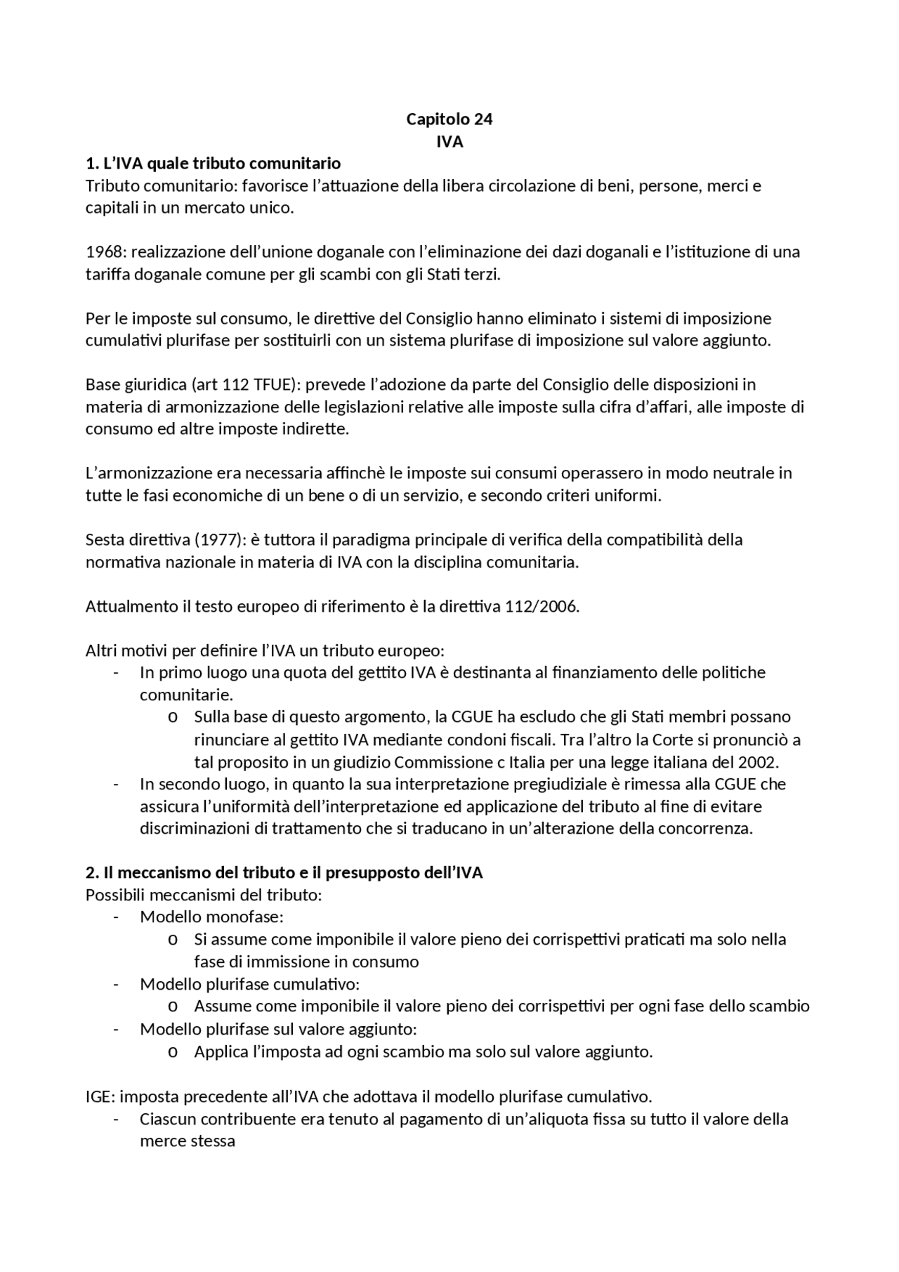 IVA G Melis 2020 Appunti Di Diritto Tributario Docsity