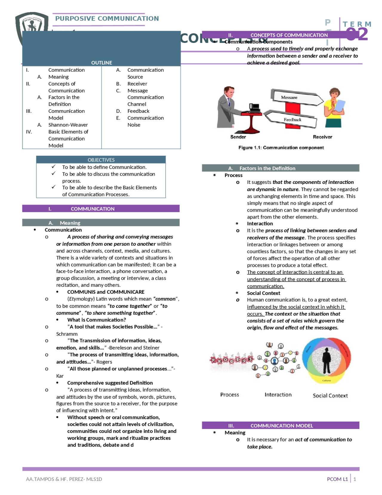 Purposive Communication- Lesson 1 - Docsity