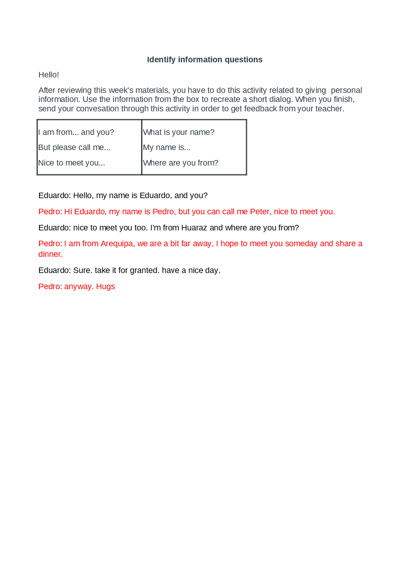 Identify information questions - Docsity