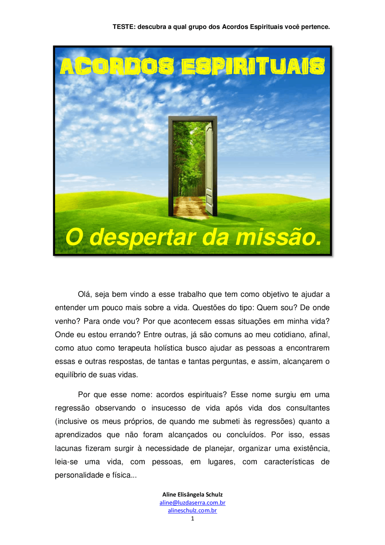 Acordos Espirituais - O Despertar da Missão - Docsity