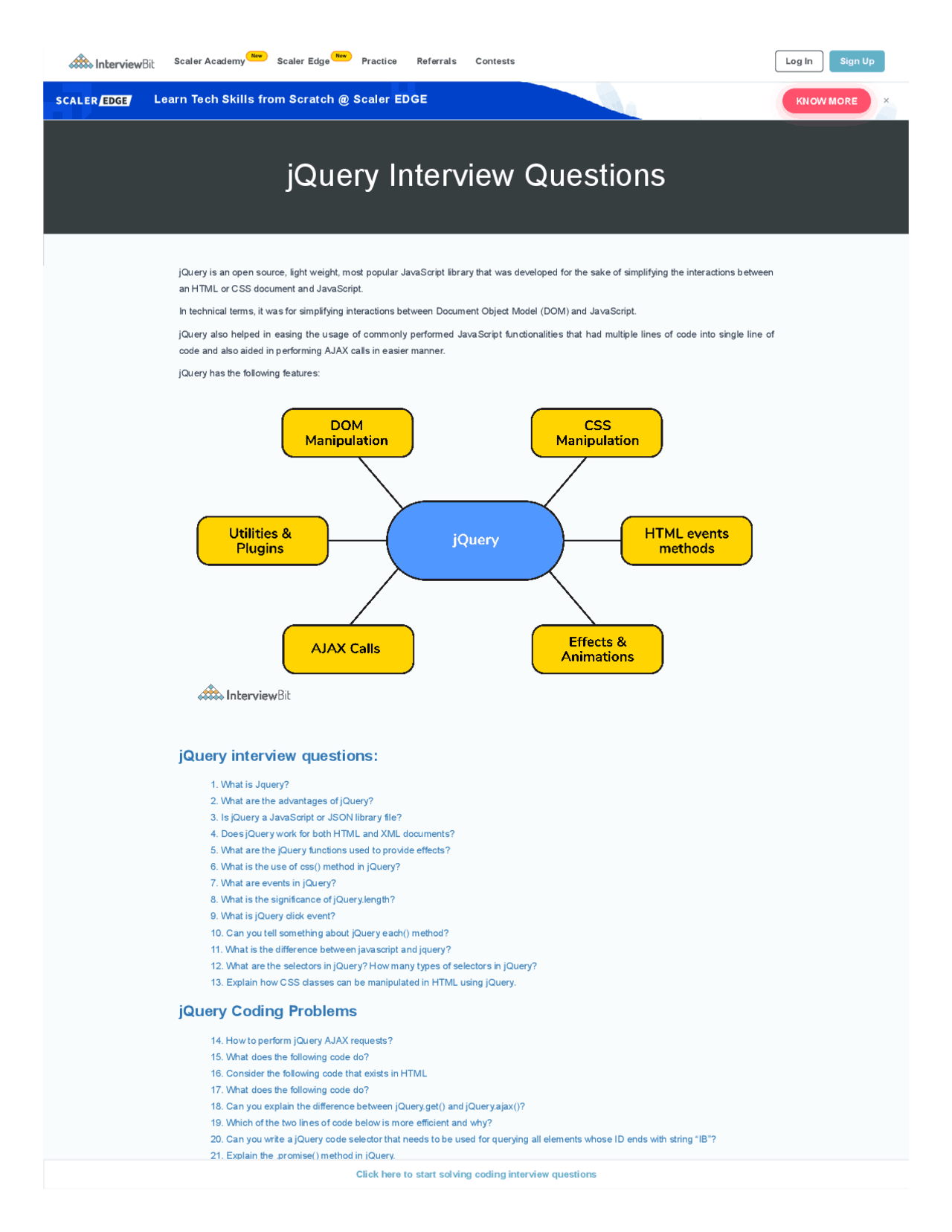 JQuery Interview Questions Cheat Sheet - Docsity