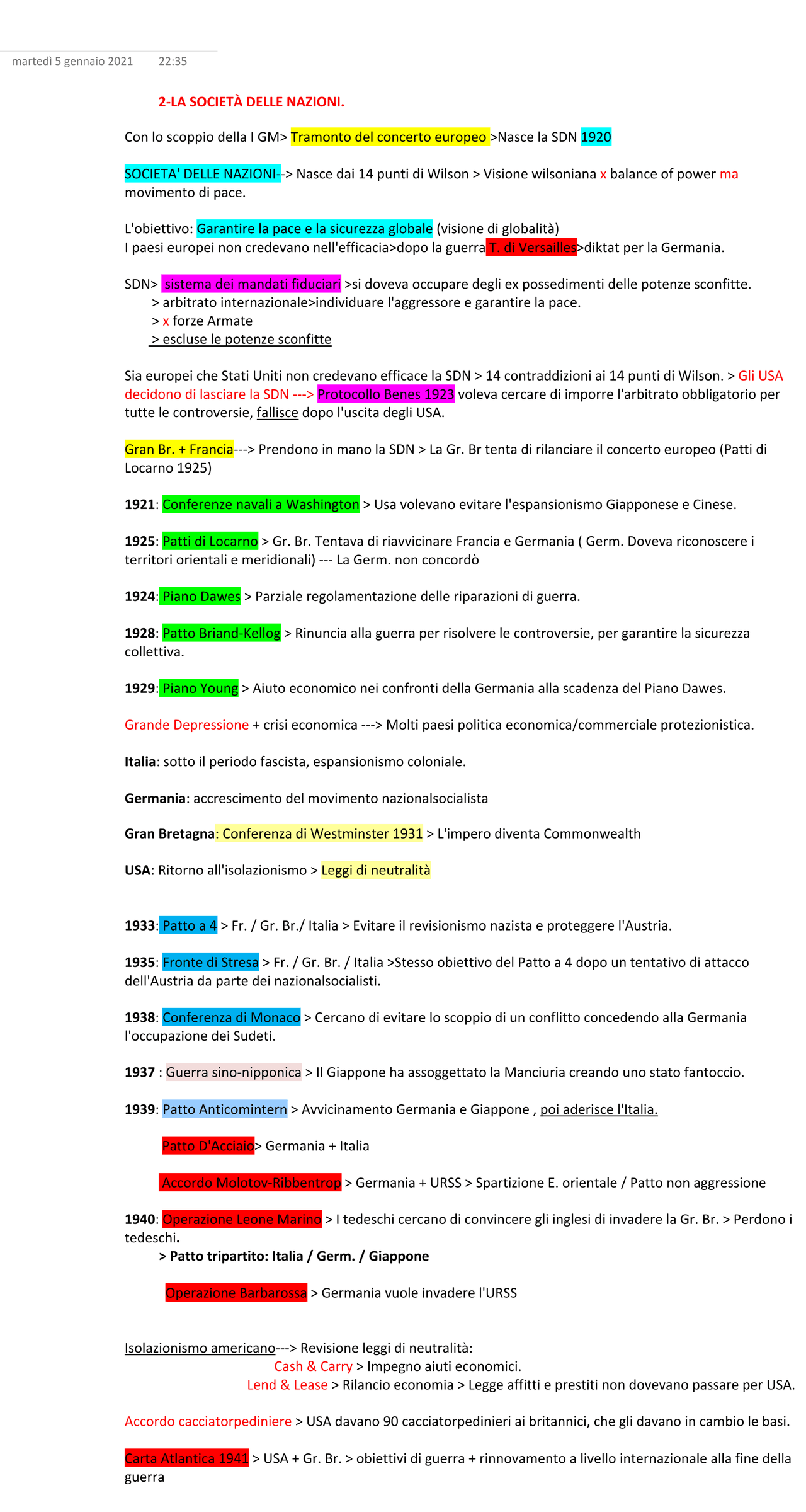 Società delle Nazioni Docsity