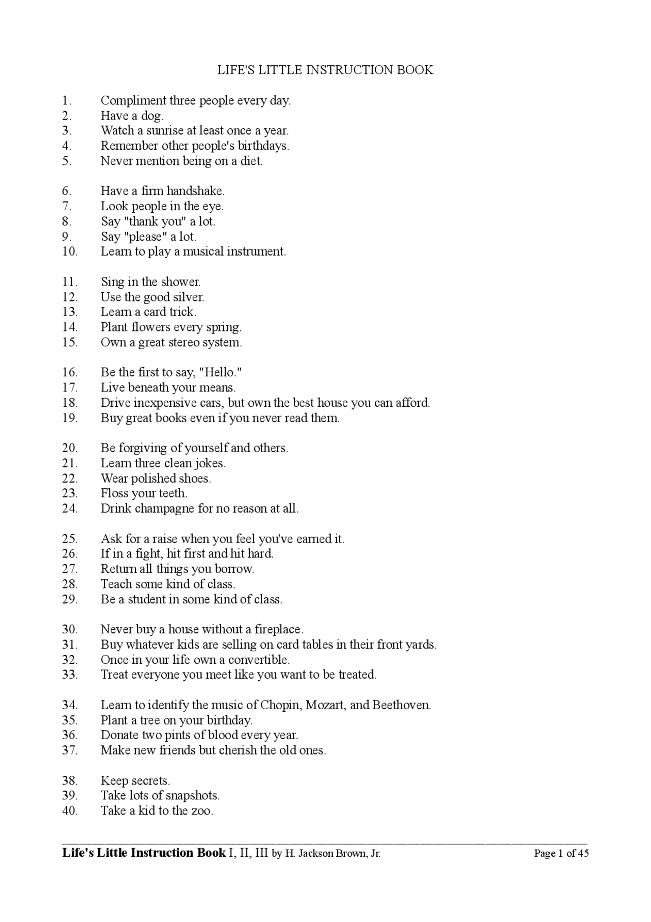 The Complete Life’s Little Instruction Book Docsity