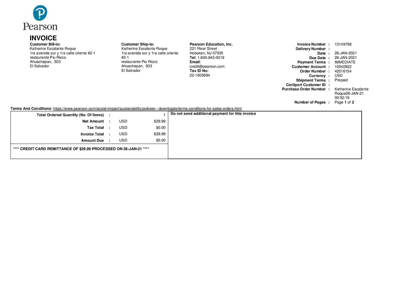 PSO NA AR Customer Invoice Print Report For Invoice Num_13149798 - Docsity