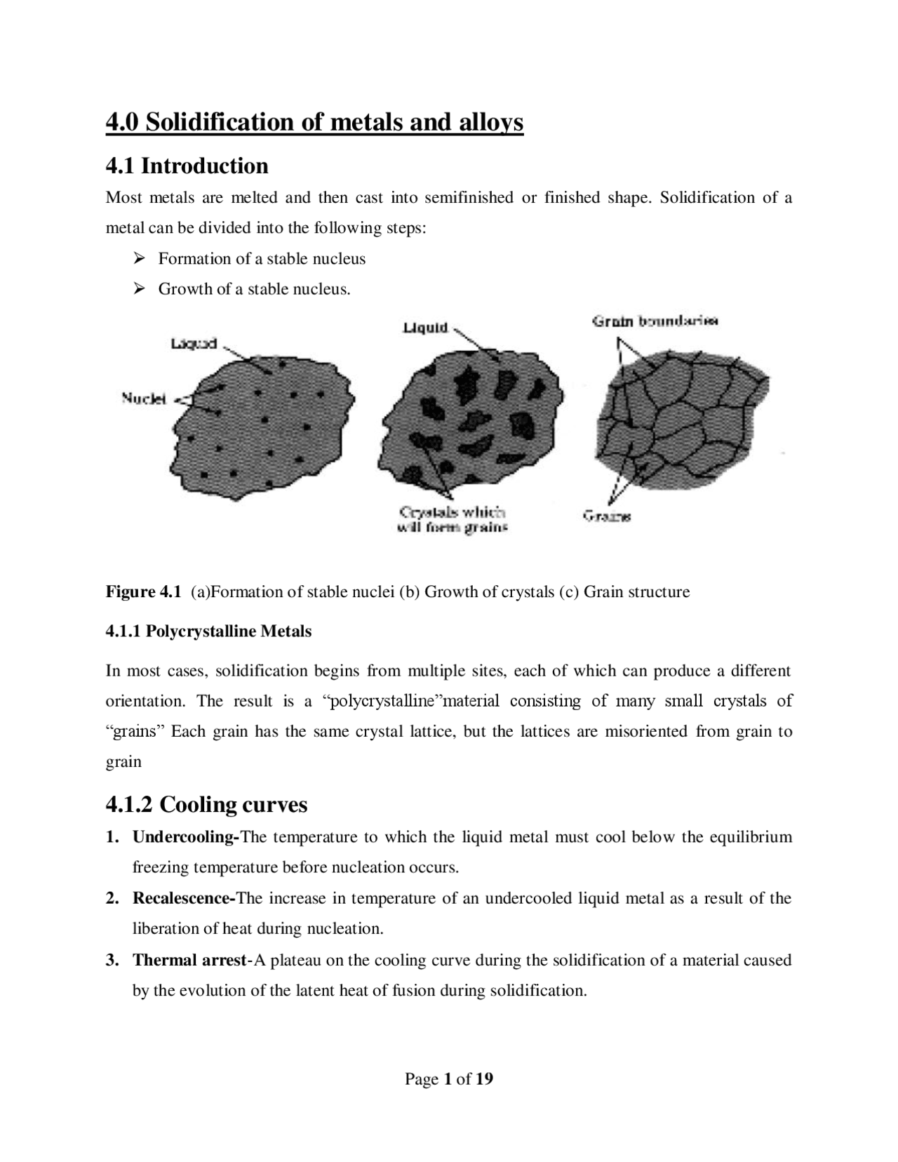 SOLIDIFICATION IN MATERAL SCIENCE - Docsity
