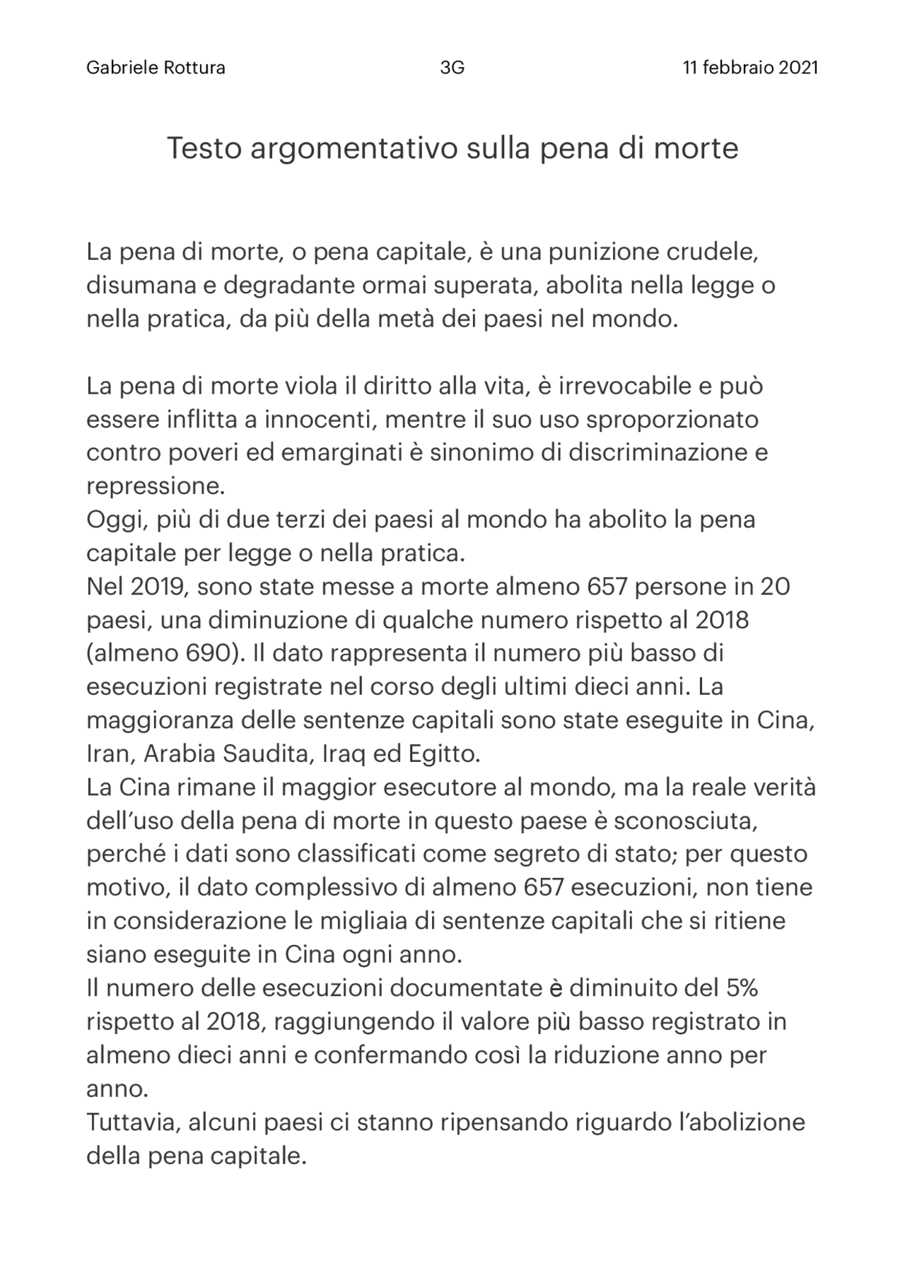 Testo argomentativo sulla pena di morte Temi di Italiano Docsity Testo argomentativo sulla pena di morte Temi di Italiano Docsity