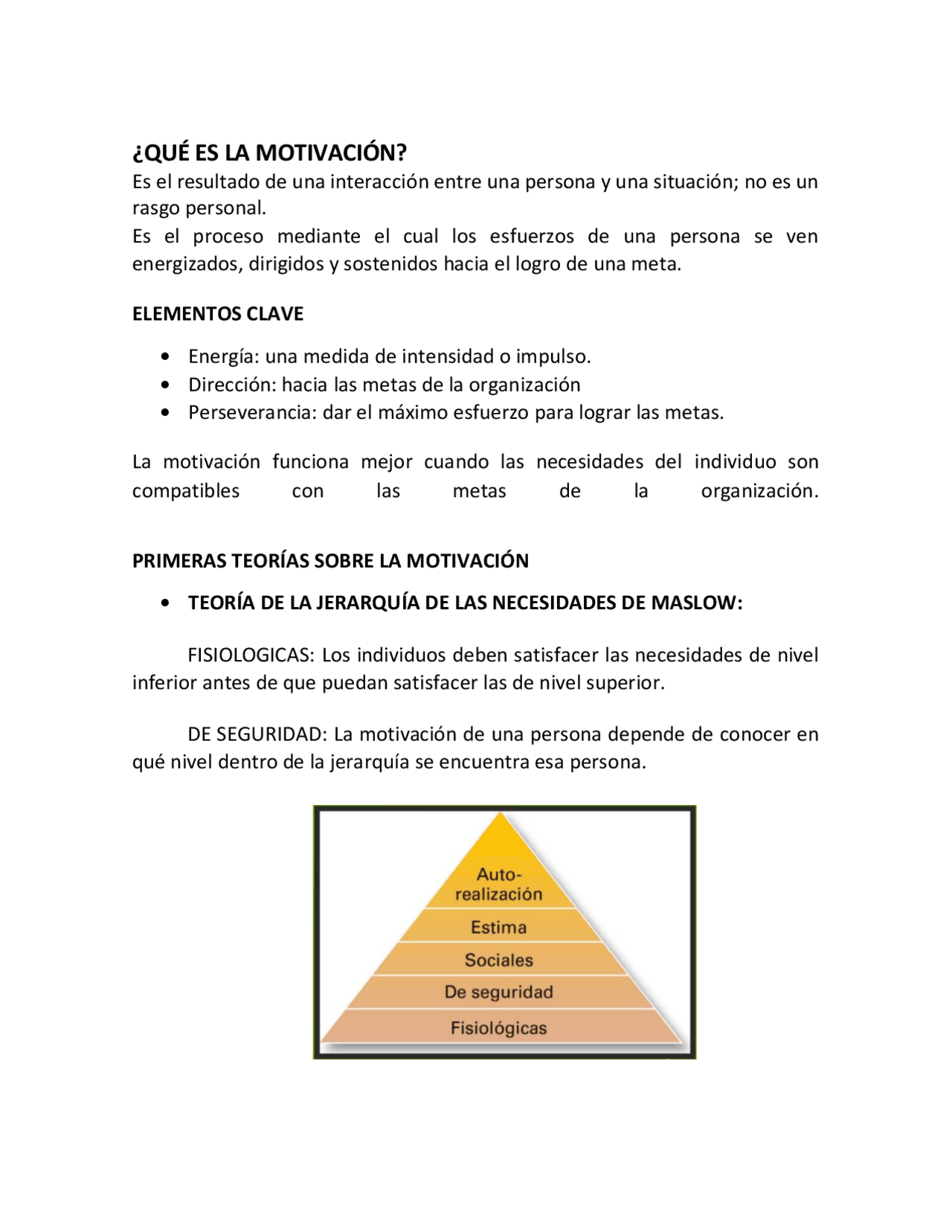 La motivación y sus Teorías | Apuntes de Psicología - Docsity