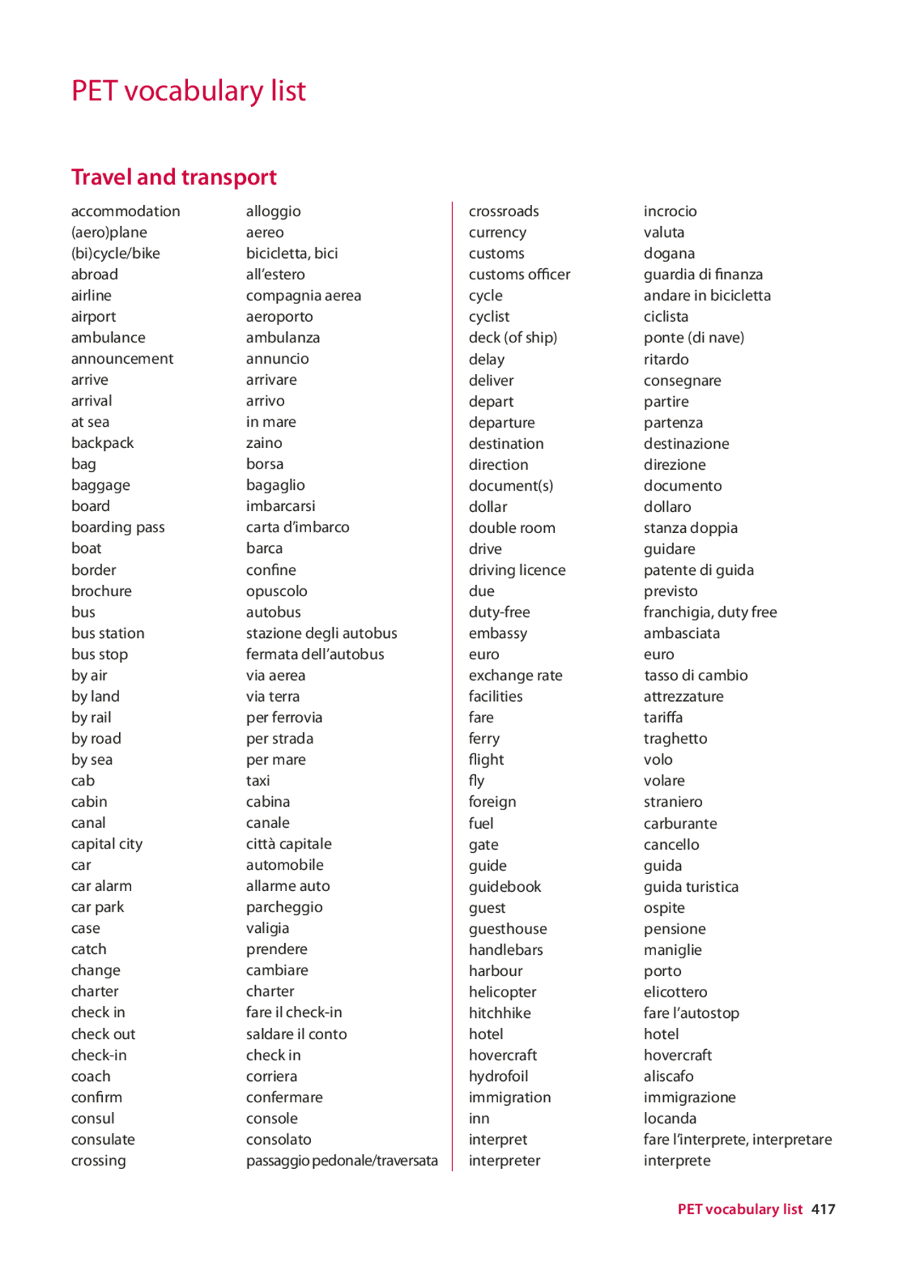 Pet vocabulary lista vocaboli Dispense di Inglese Docsity