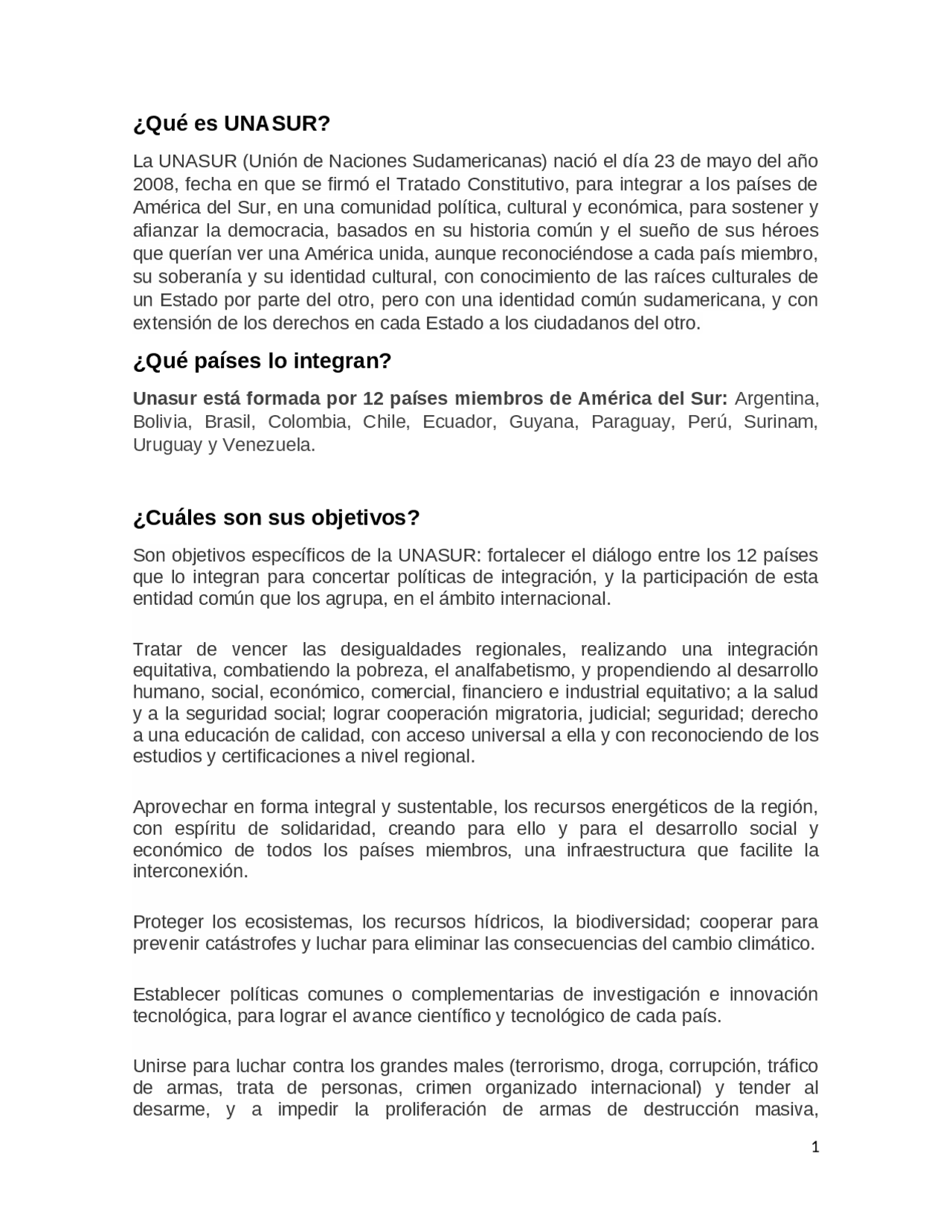 Unasur Structural Model Conceptos y bases de la UNASUR - Docsity