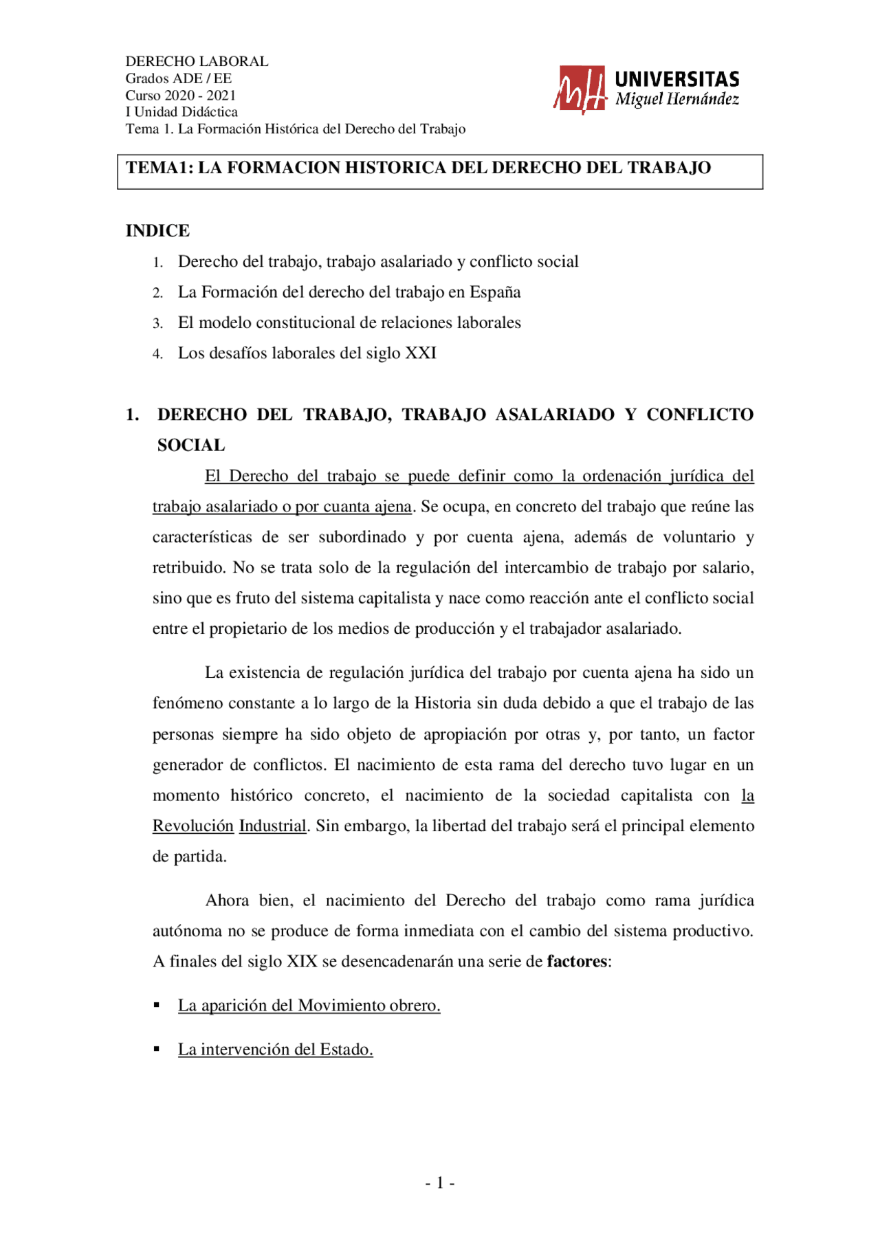 Temario completo derecho laboral | Apuntes de Derecho Laboral | Docsity