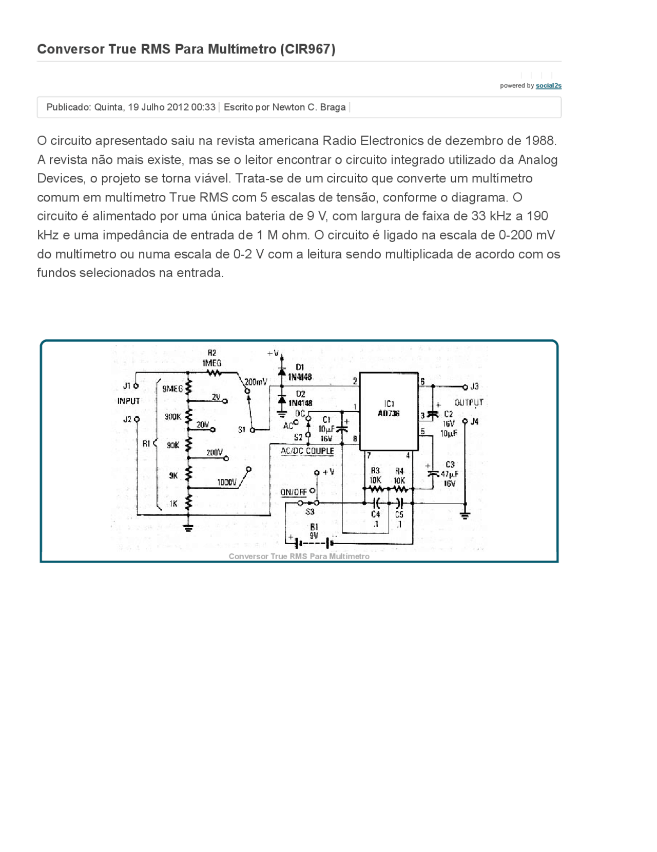True RMS verdade teste e resultados | Notas de estudo Eletrônica | Docsity